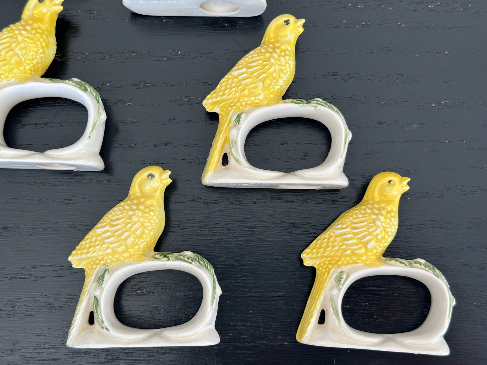 Canary Yellow Ceramic Bird Napkin Rings Set of 12 - 6