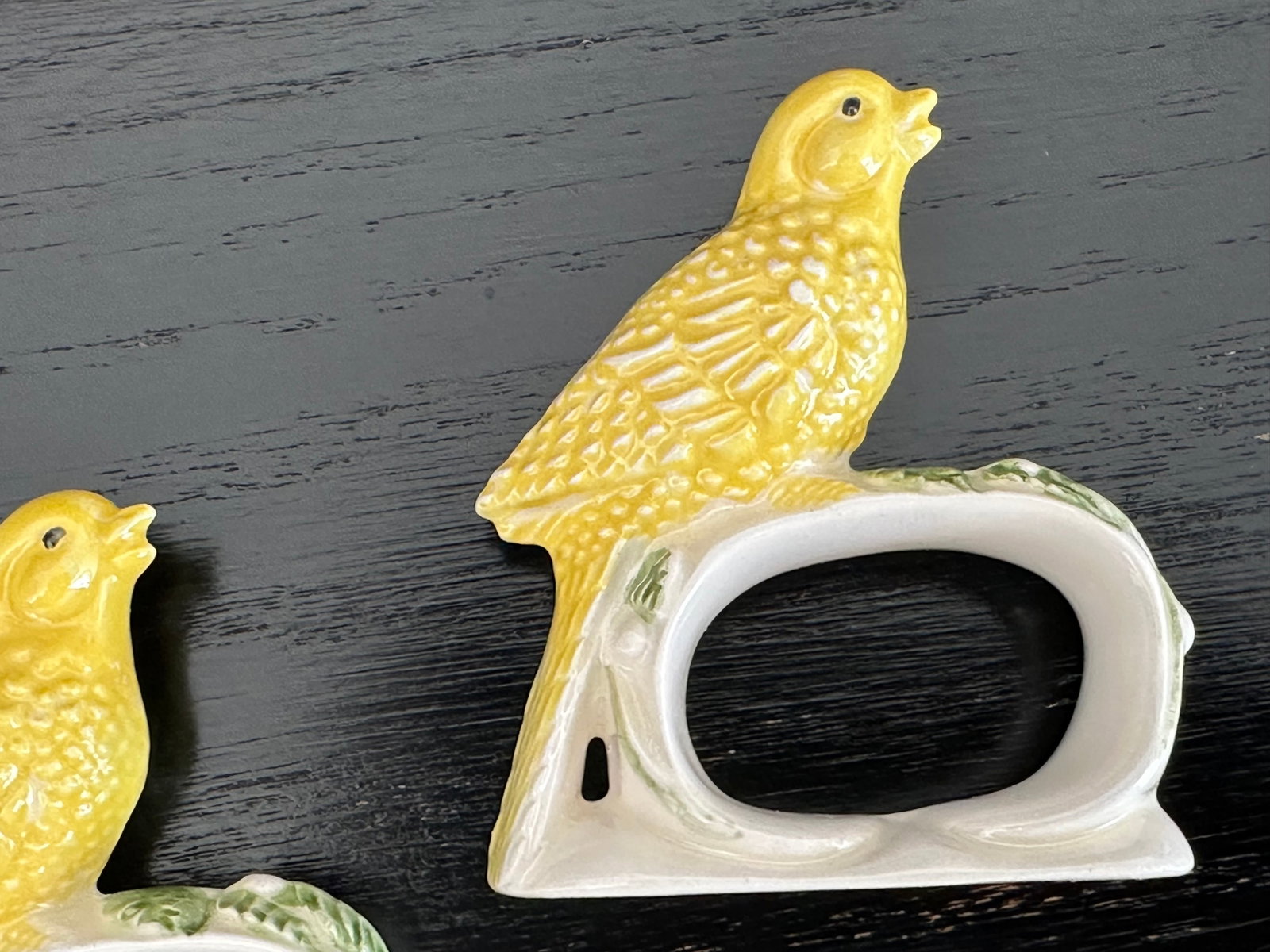 Canary Yellow Ceramic Bird Napkin Rings Set of 12 - 7