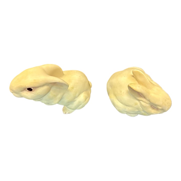 Cybis Bunny Figurines Mr Snowball & Bon Bon Bisque Porcelain Rabbit Set 1981 VTG (1 of 12)