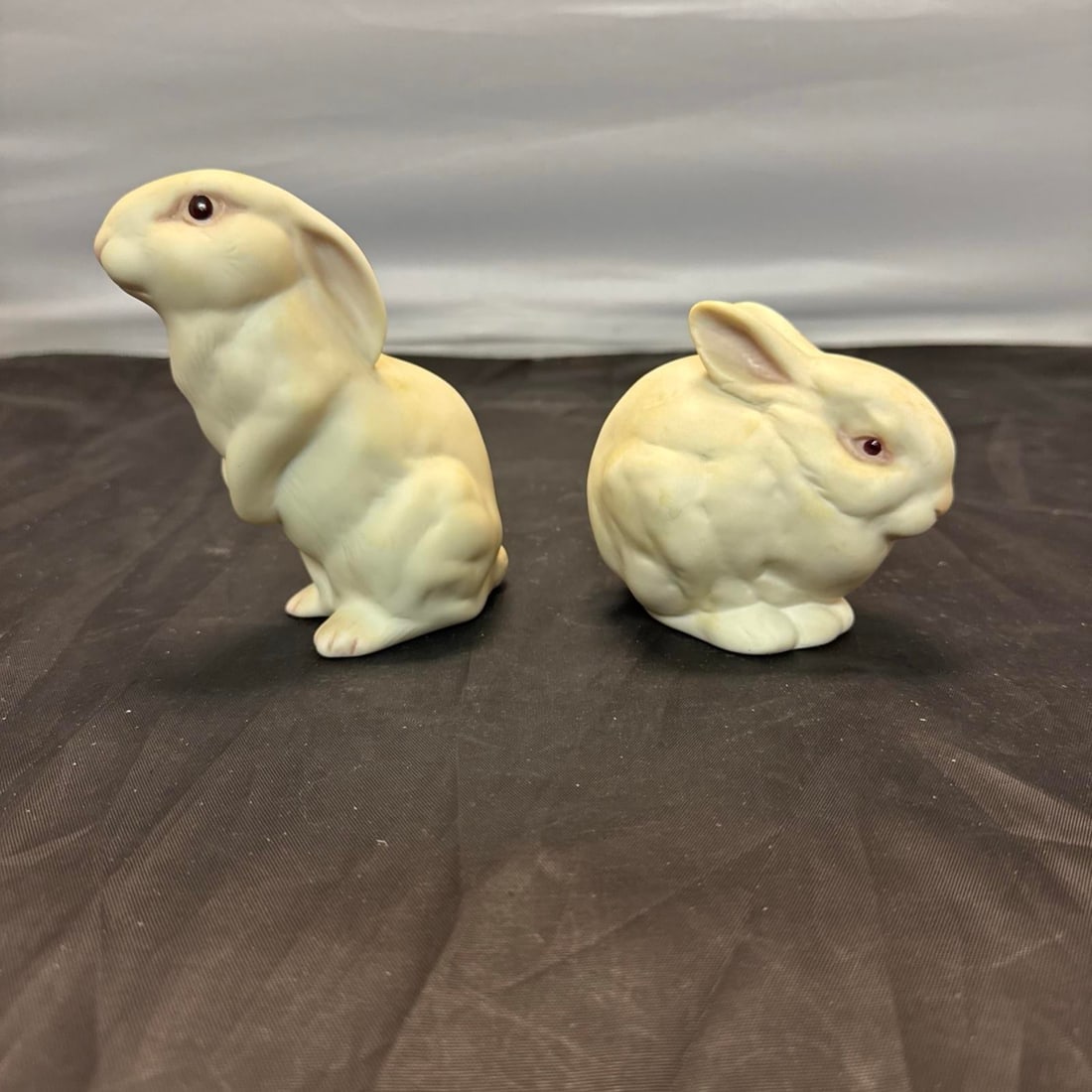 Cybis Bunny Figurines Mr Snowball & Bon Bon Bisque Porcelain Rabbit Set 1981 VTG - 6