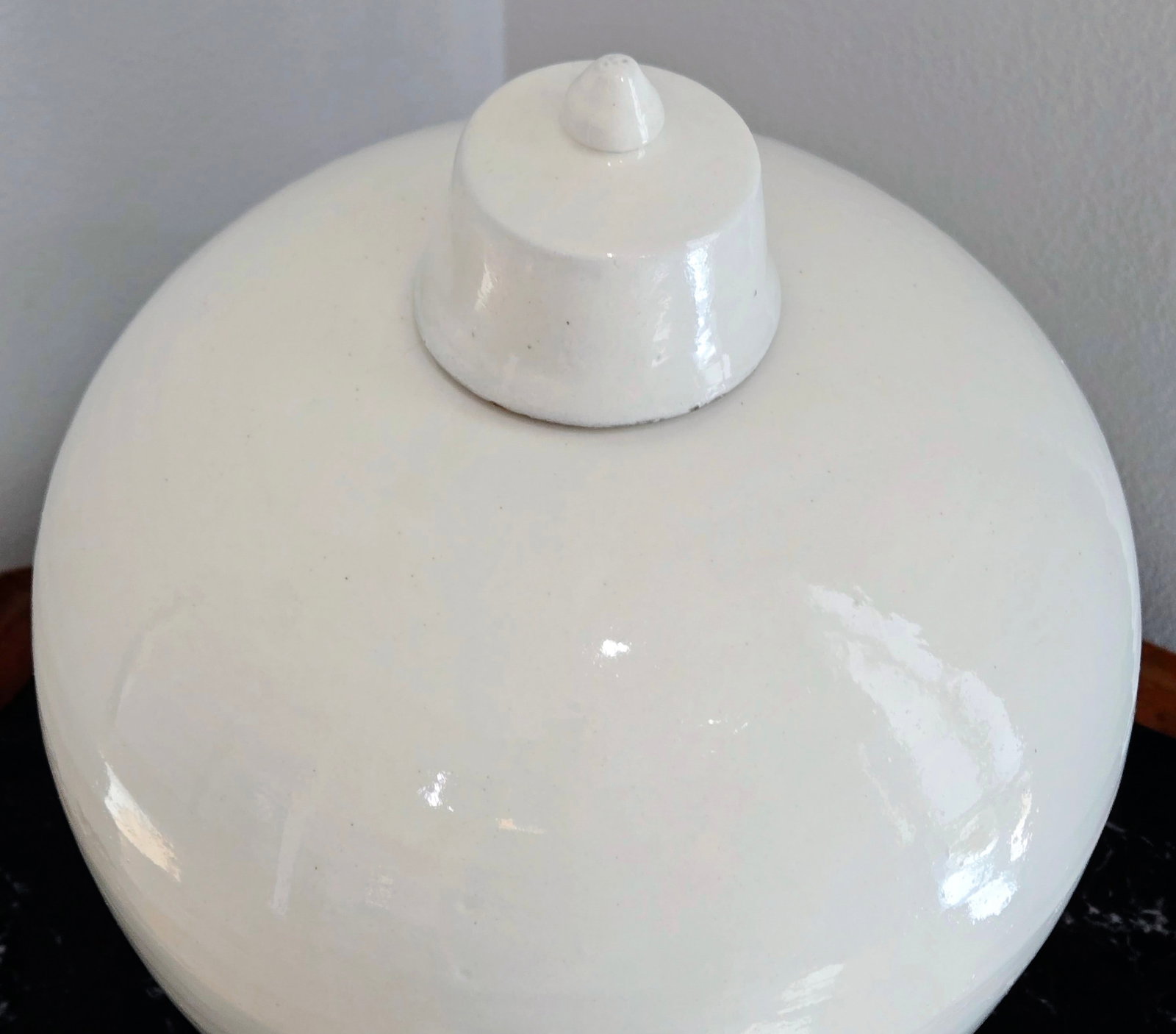 Late 20th Century White Glazed Meiping-Form Lidded Studio Pottery Vase, Oversized - 4