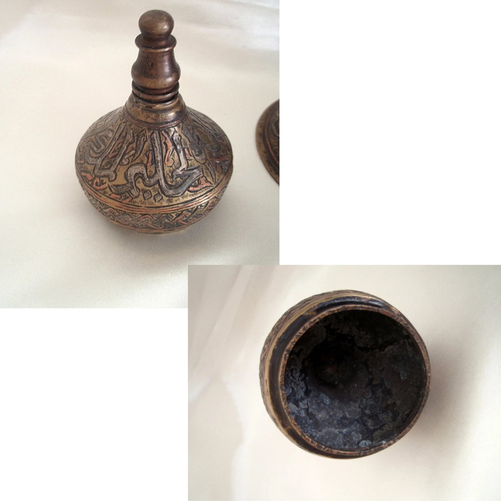 Antique Aftaba Ewer Teapot Silver Chased Tombac Kashmir Bukhara Hamsa Goose Nastaliq Naskh Script - 9