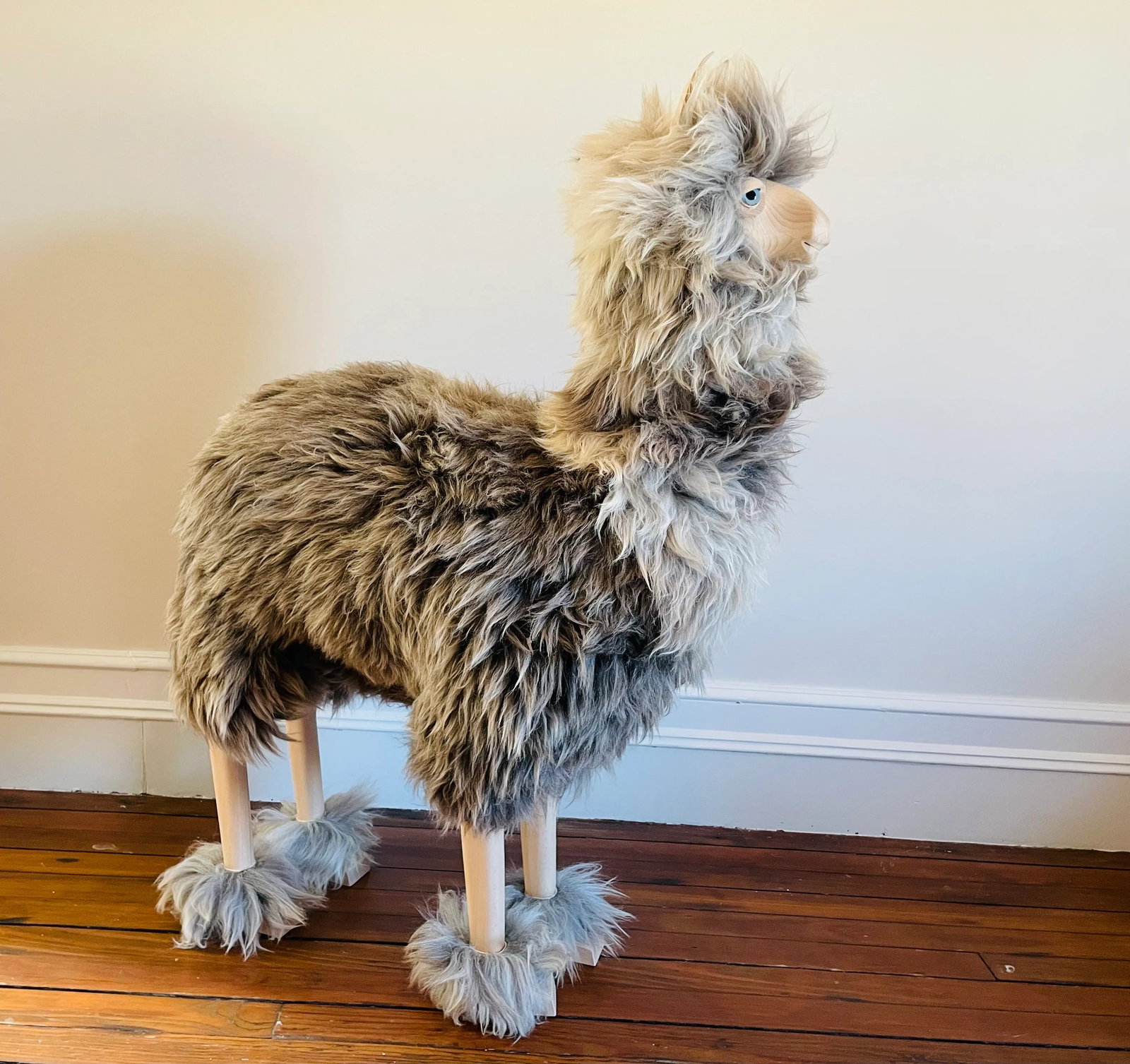 Lalanne Style Life-Size Wood Alpaca Stool or Statue - 4