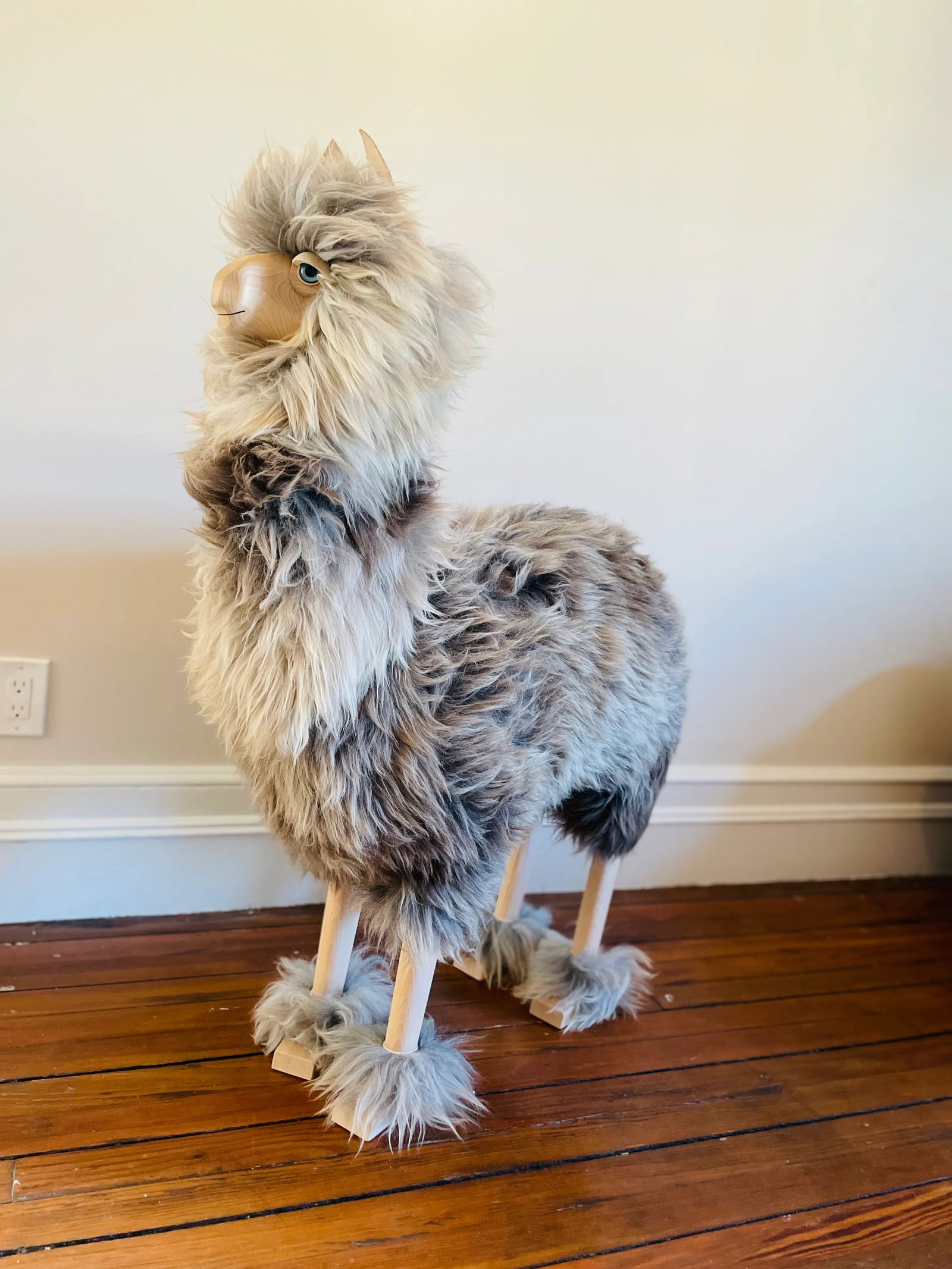 Lalanne Style Life-Size Wood Alpaca Stool or Statue - 5