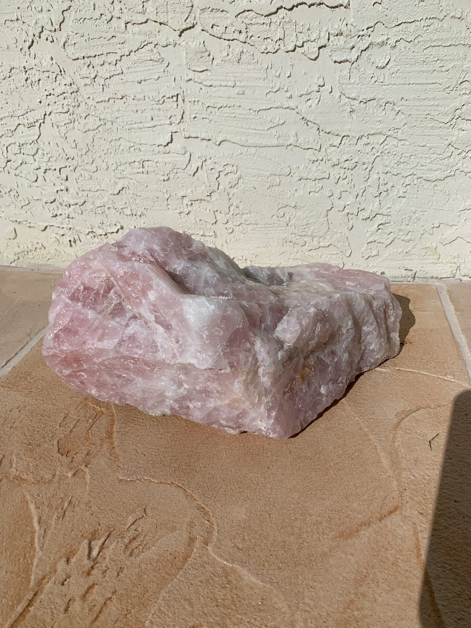 1980s Large Raw Rose Quartz Crystal Stone - 3