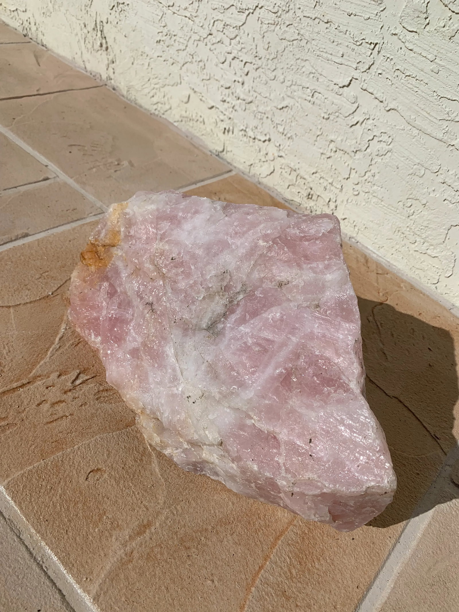 1980s Large Raw Rose Quartz Crystal Stone - 5