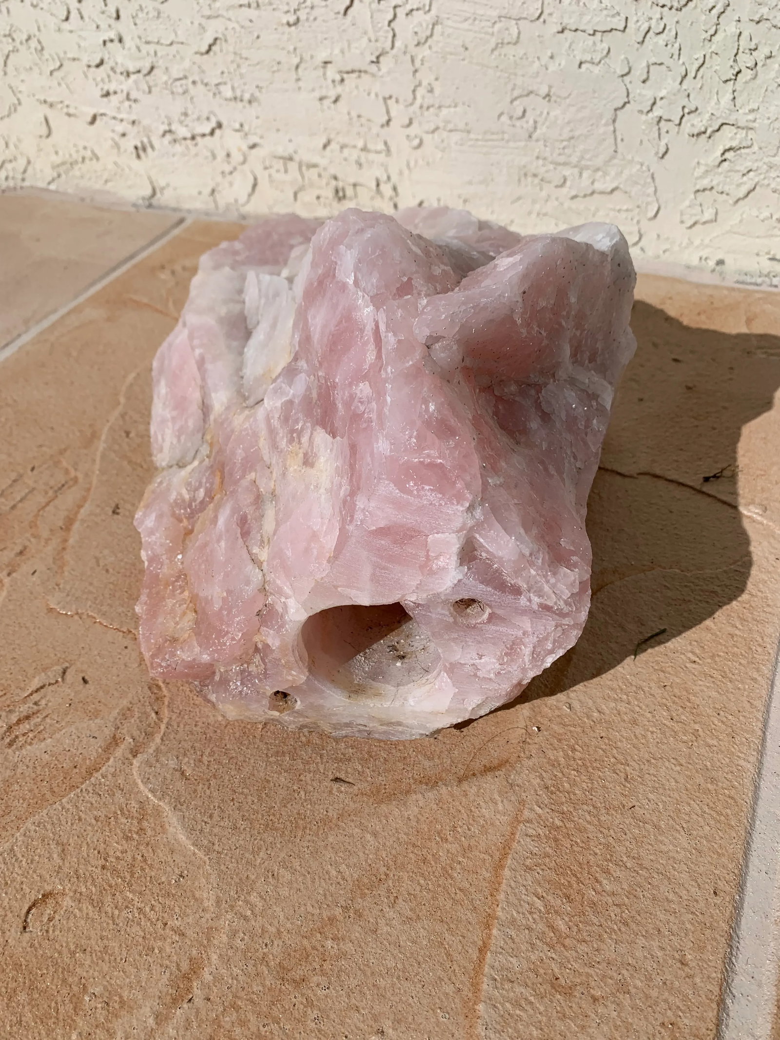 1980s Large Raw Rose Quartz Crystal Stone - 6