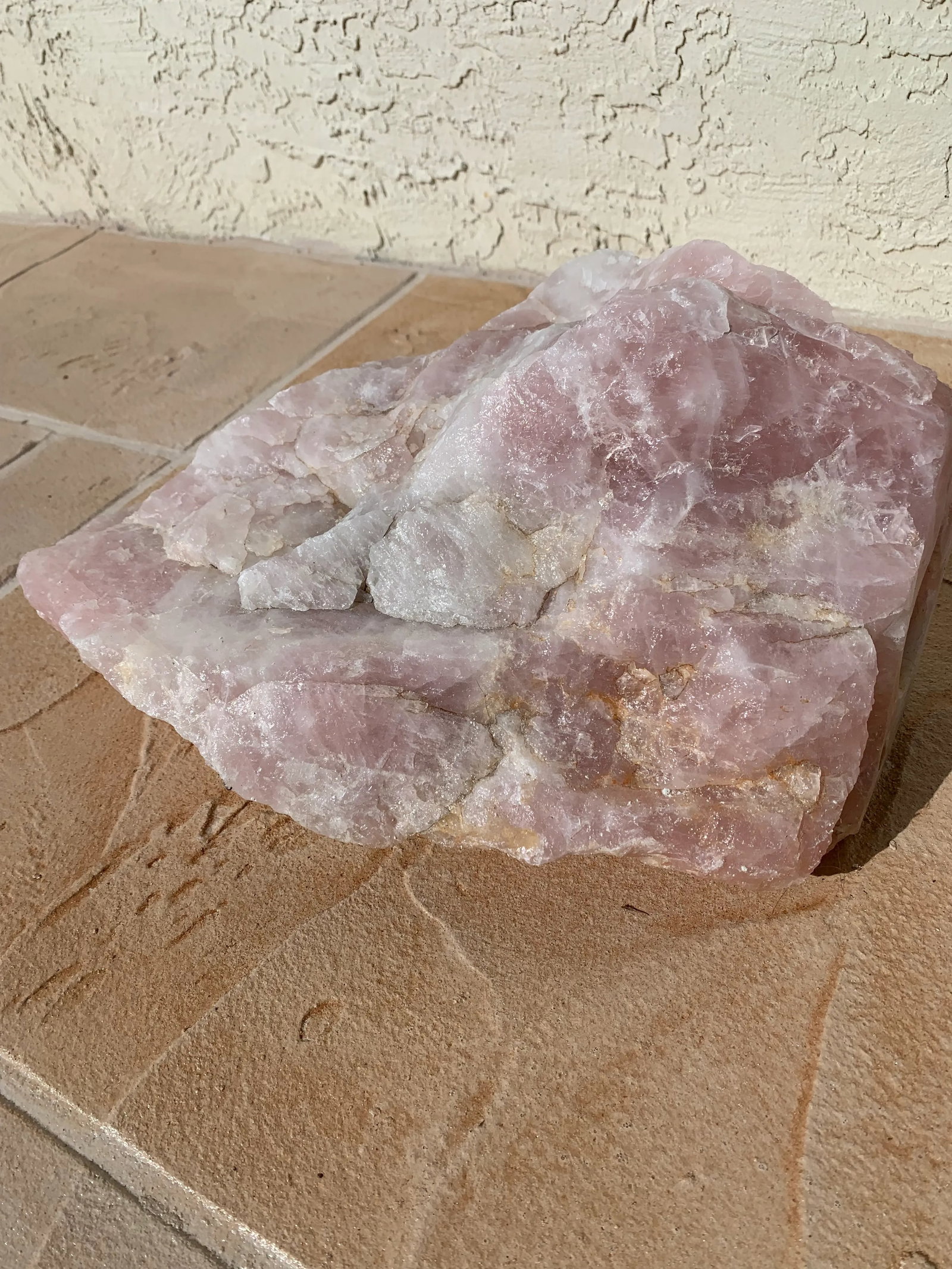 1980s Large Raw Rose Quartz Crystal Stone - 7