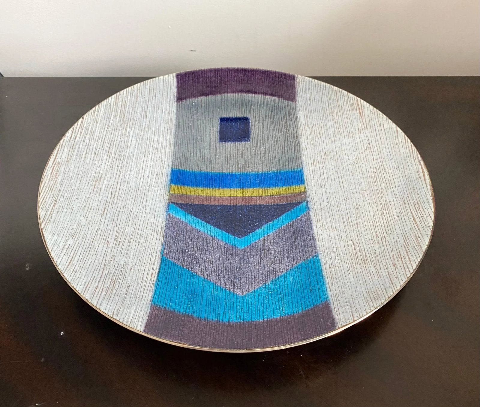 1980 Large Studio Del Campo Enamel Center Piece - 2