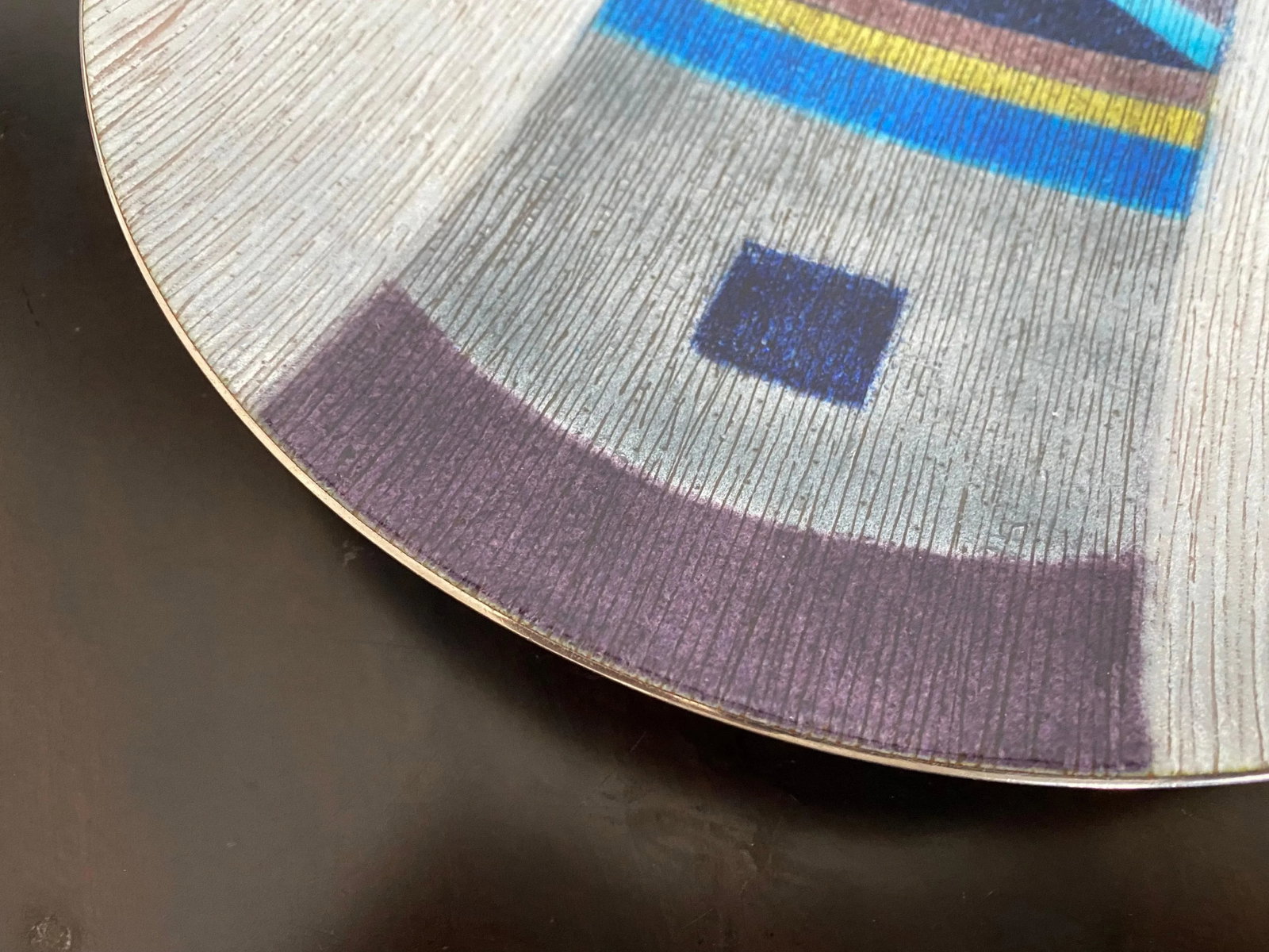 1980 Large Studio Del Campo Enamel Center Piece - 4
