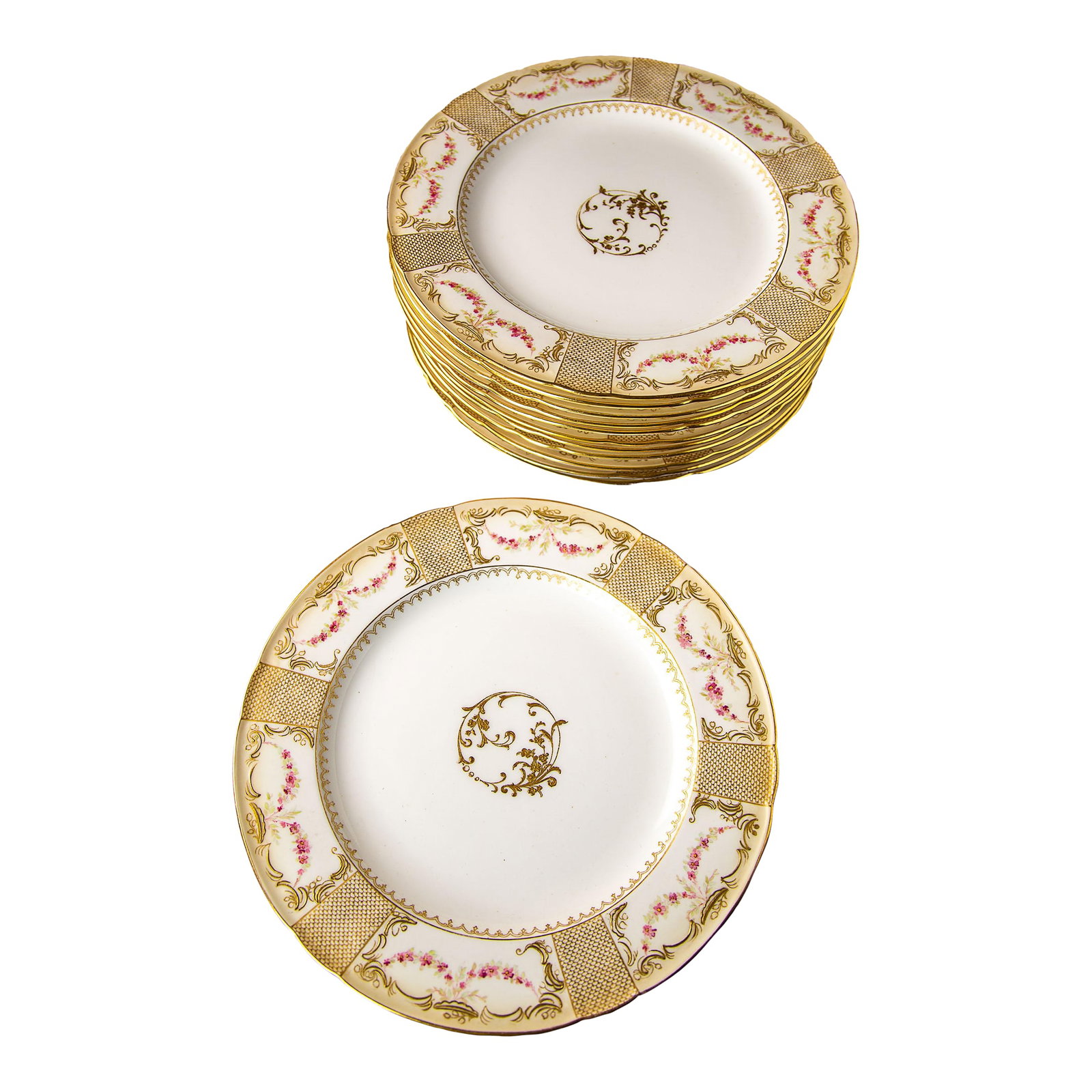 Antique Doulton Burslem Plates- Set of 12 (1 of 6)
