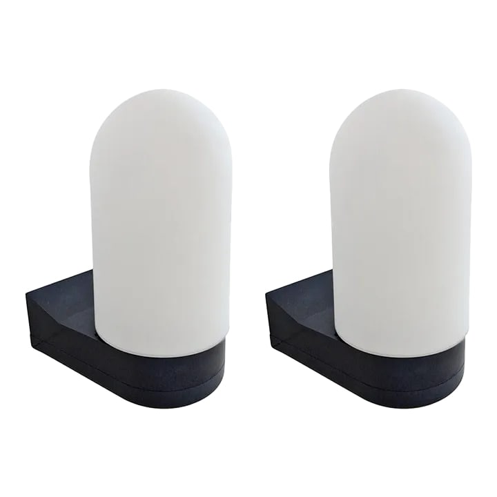 German 1970s Wall Lights - A Pair: A pair of modernist 1970s German sconces with black PVC frames and white frosted dome glass shades. Rewired. Condition: Alterations: Restored Imperfections: Some Imperfections Condition Notes: Excelle