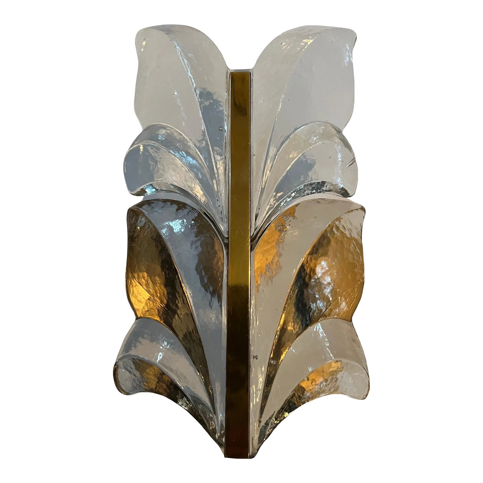 Kalmar 1950 Glass Mid-Century Modern Wall Light: A luxurious 1950 Austrian Floral thick glass wall light by the famed lighting company, Kalmar. Rewired. Condition: Alterations: Restored Imperfections: Some Imperfections Condition Notes: Excellent Re
