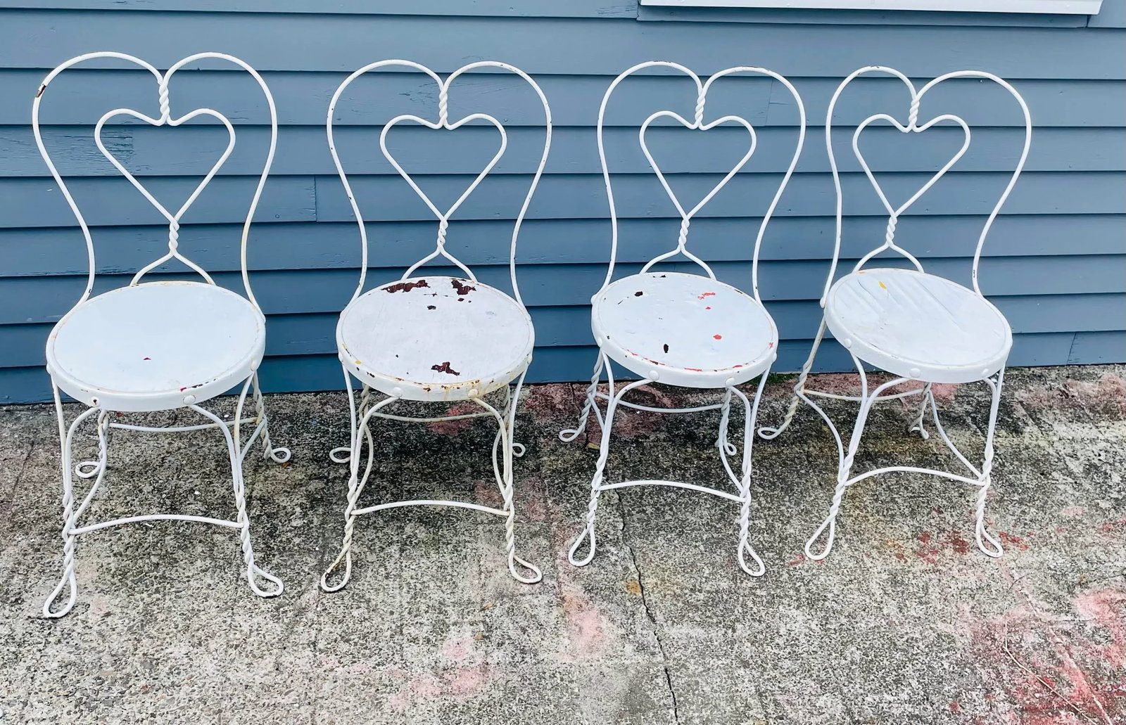 Vintage Wrought Ice Cream Parlor Chairs - Set of 4 - 11