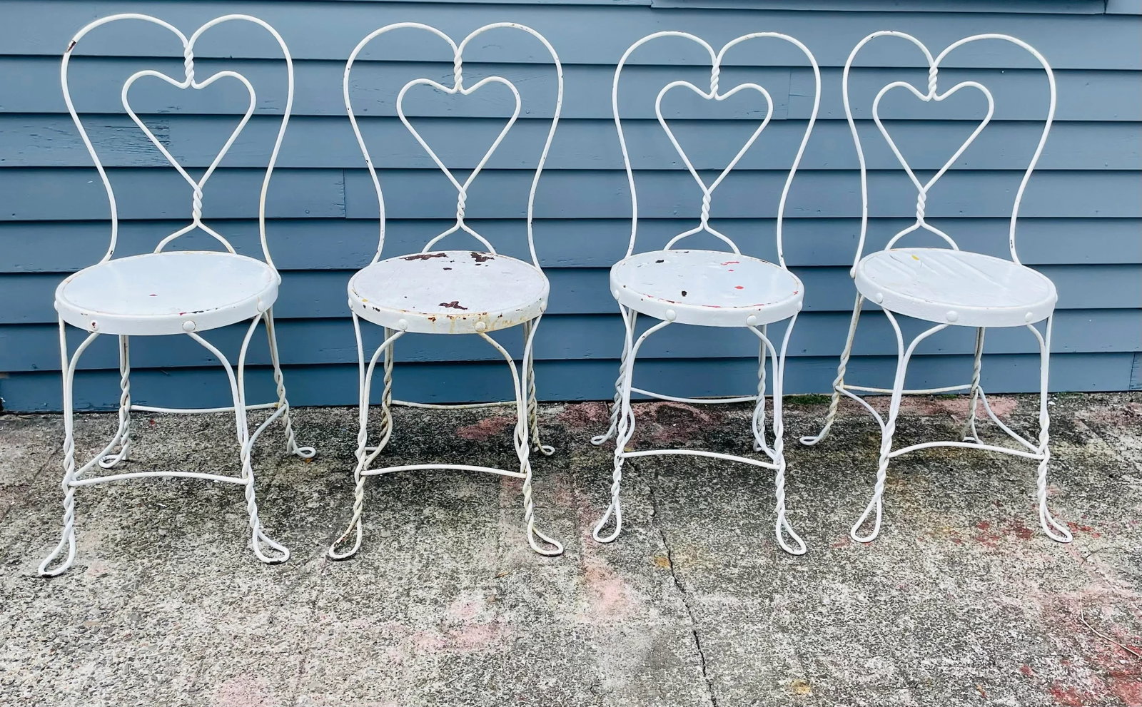 Vintage Twisted Iron 1950's Ice Cream Parlor Chairs a Set of 4 - 12