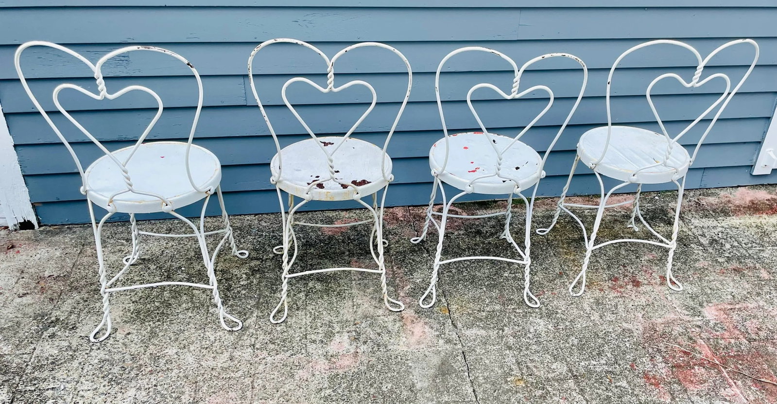 Vintage Twisted Iron 1950's Ice Cream Parlor Chairs a Set of 4 - 4