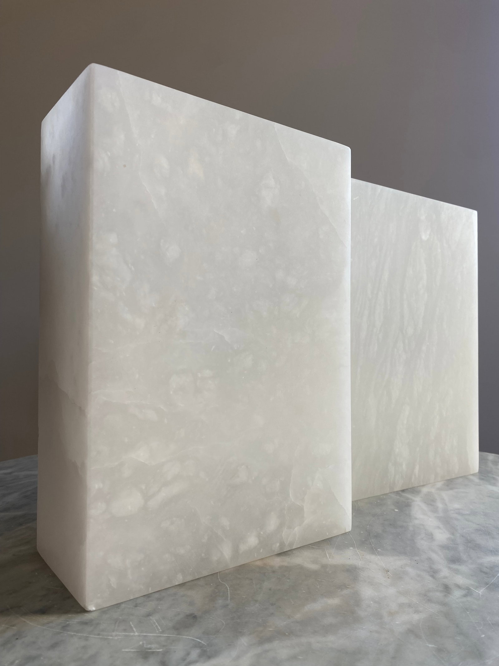 Alabaster Minimalist Sconces, a Pair (Spain), Rectangular Stone - 4