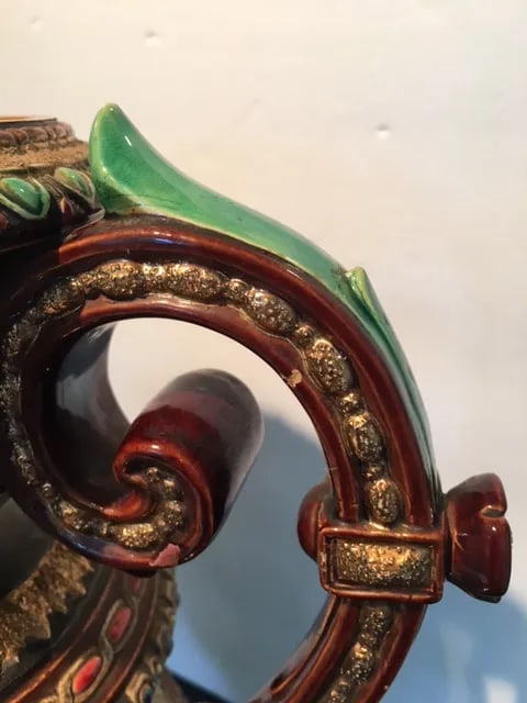 Large 19th Century Majolica 2 Handled Urn by Wilhelm Schiller and Son - 12
