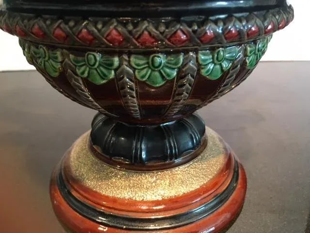 Large 19th Century Majolica 2 Handled Urn by Wilhelm Schiller and Son - 6