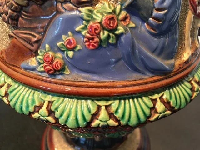 Large 19th Century Majolica 2 Handled Urn by Wilhelm Schiller and Son - 9