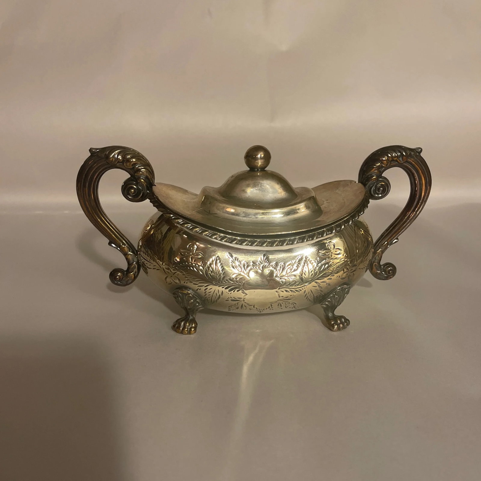 Antique English Sheffield Plate Sugar & Creamer Set- 2 Pieces - 2