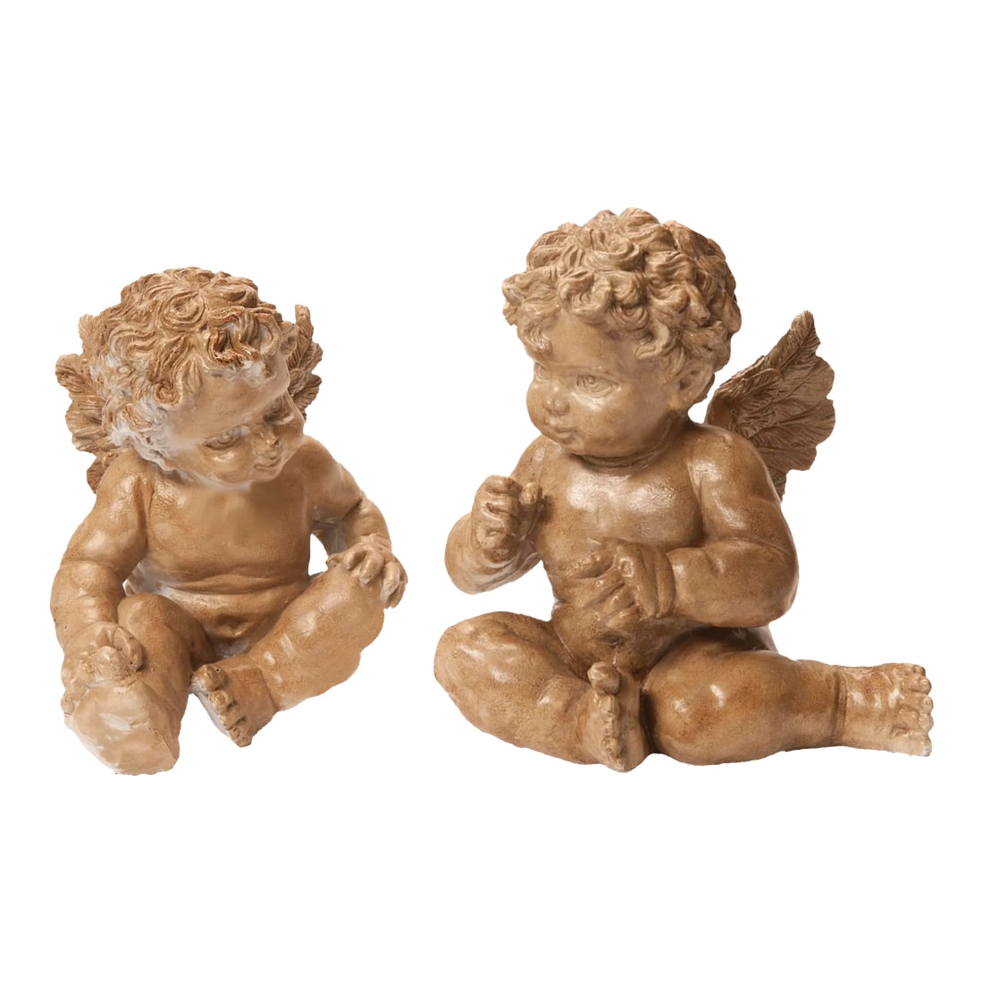 1980s Cast Renaissance Angels - a Pair: Putti, or "putto" is derived from the Latin putus meaning boy and putti are depicted as chubby, naked children, often with wings.. They personify the human spirit and emotions such as eros or love.