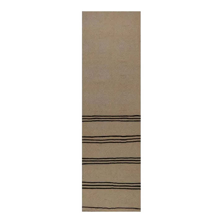 Handwoven Scandinavian Style Kilim Runner Rug 3'1'' X 11'1'': ACTUAL SIZE: 3'1'' x 11'1'' PRIMARY COLOR: Brown AGE: New MATERIALS: Cotton Blend FOUNDATION: Cotton PRODUCTION: Handwoven, Flat Weave CONDITION: Excellent Condition: Alterations: Original Condition