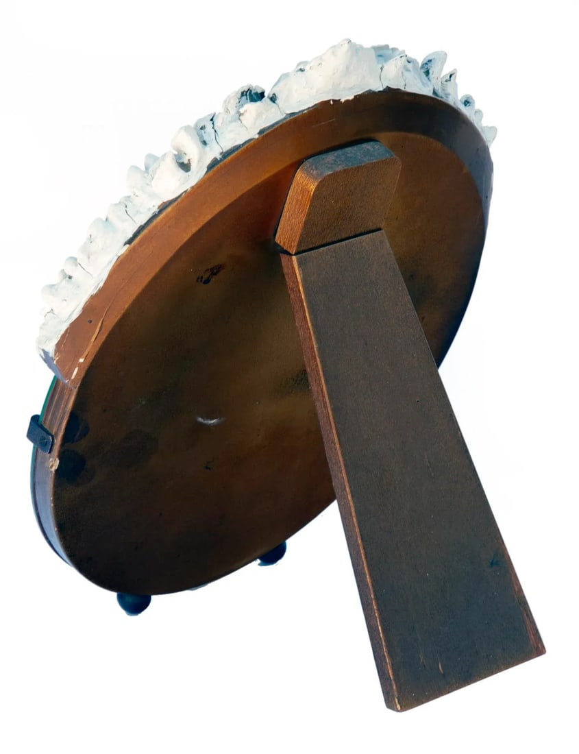 Early 20th Century Original Art Deco Beveled Free Standing Barbola Mirror on Ball Feet - 5