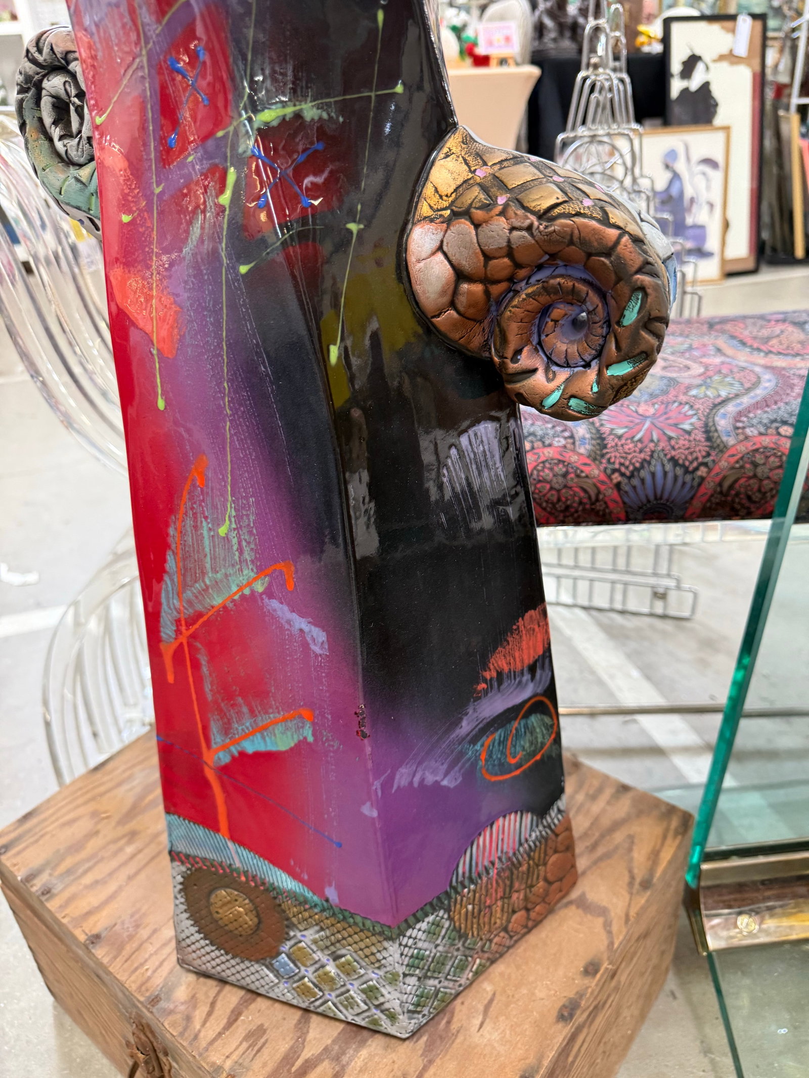 Vintage Large Abstract Sculpture Vase by Kimmberly Ioane Fine Art Pottery 24in - 2