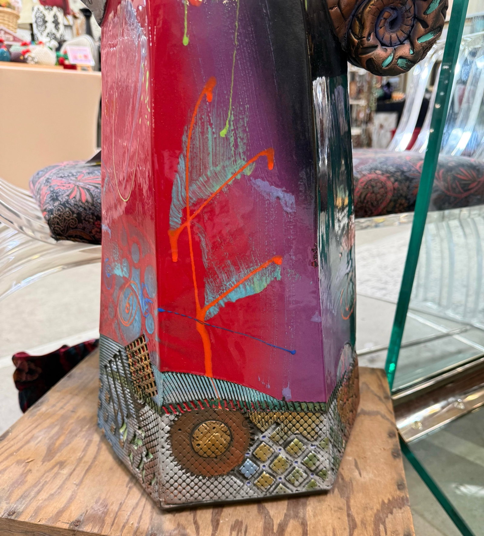 Vintage Large Abstract Sculpture Vase by Kimmberly Ioane Fine Art Pottery 24in - 4