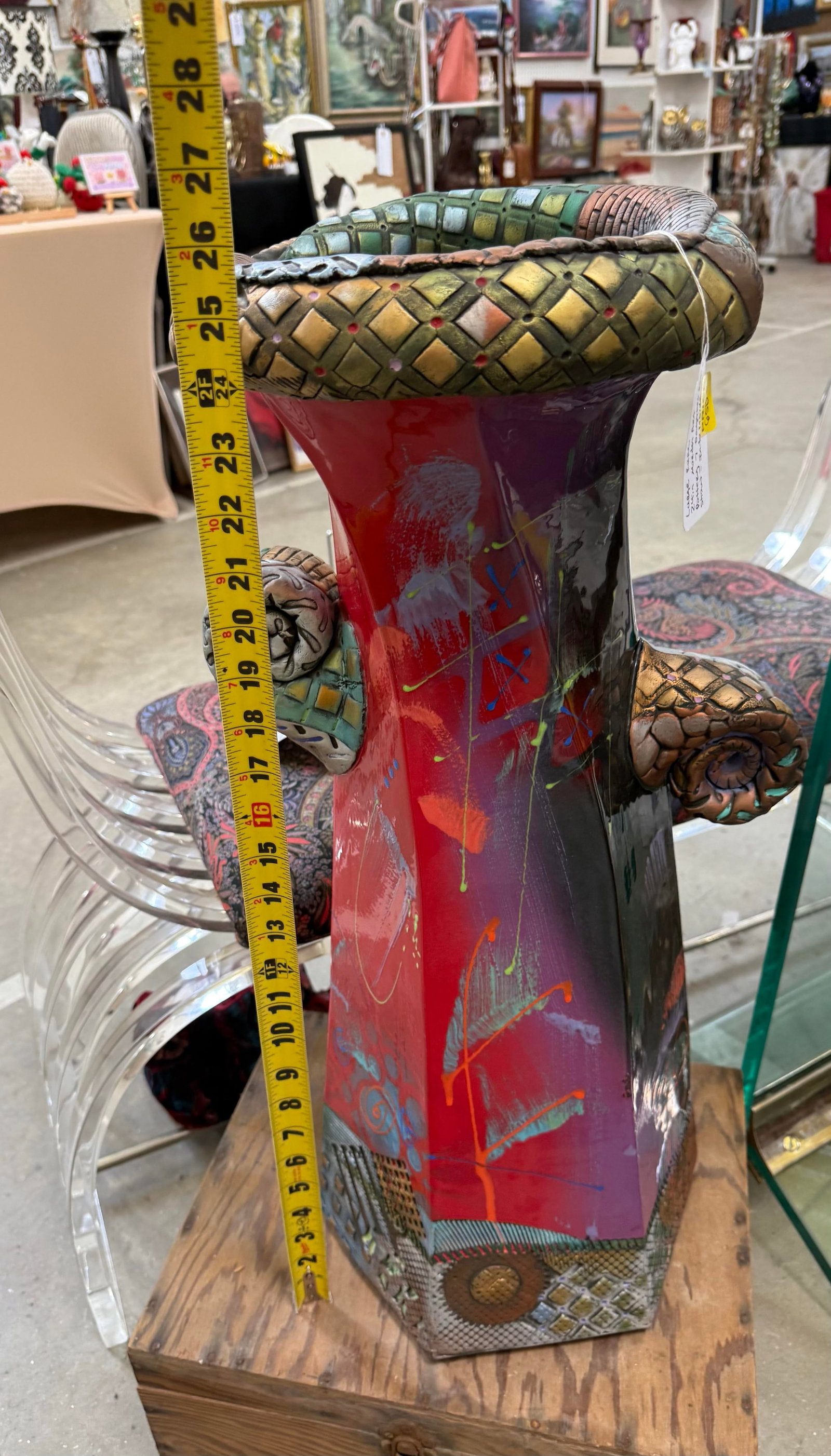 Vintage Large Abstract Sculpture Vase by Kimmberly Ioane Fine Art Pottery 24in - 7