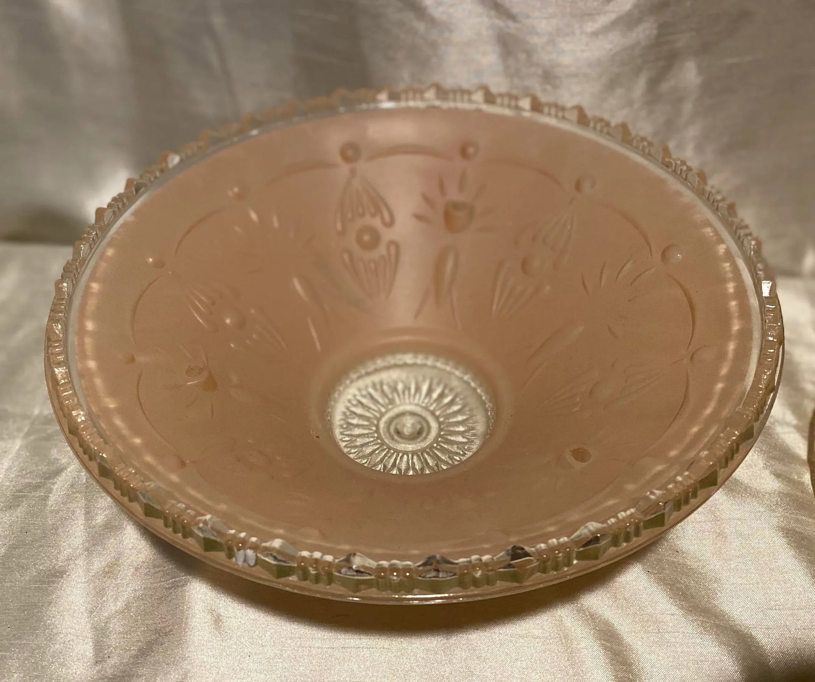 1930's Era Blush Art Deco Glass Ceiling Shades-A Pair - 2