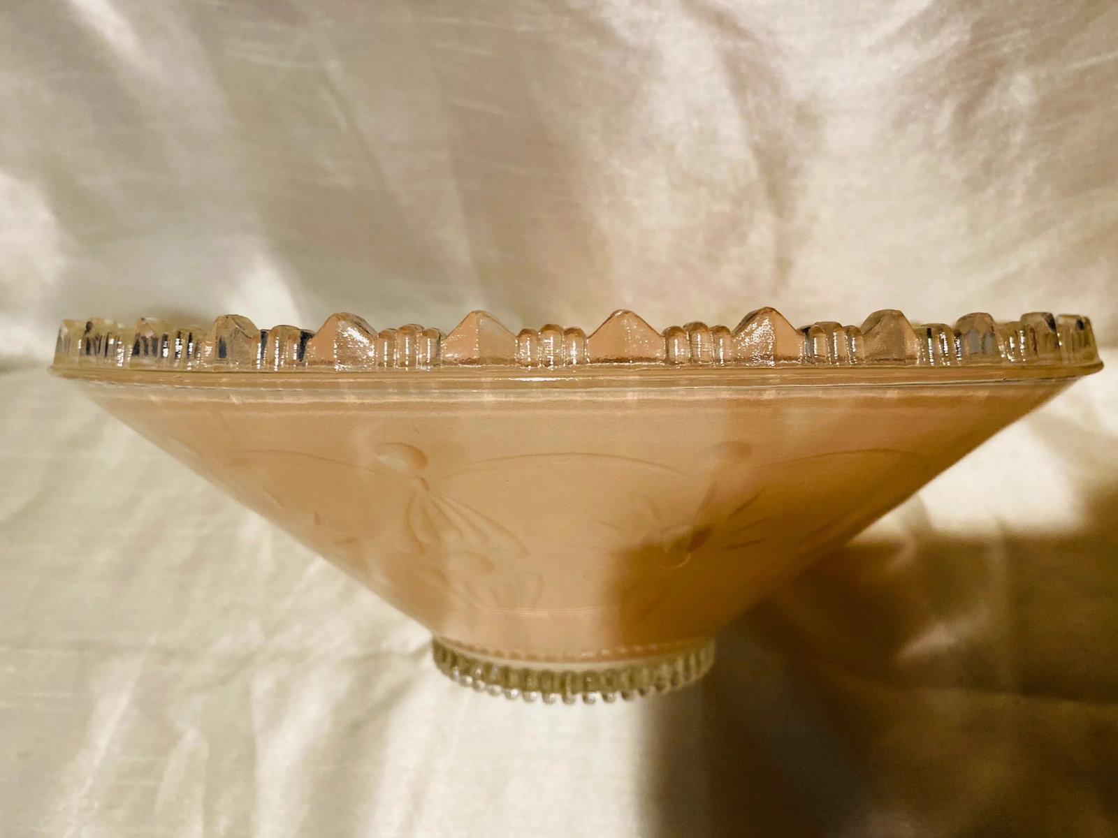 1930's Era Blush Art Deco Glass Ceiling Shades-A Pair - 4
