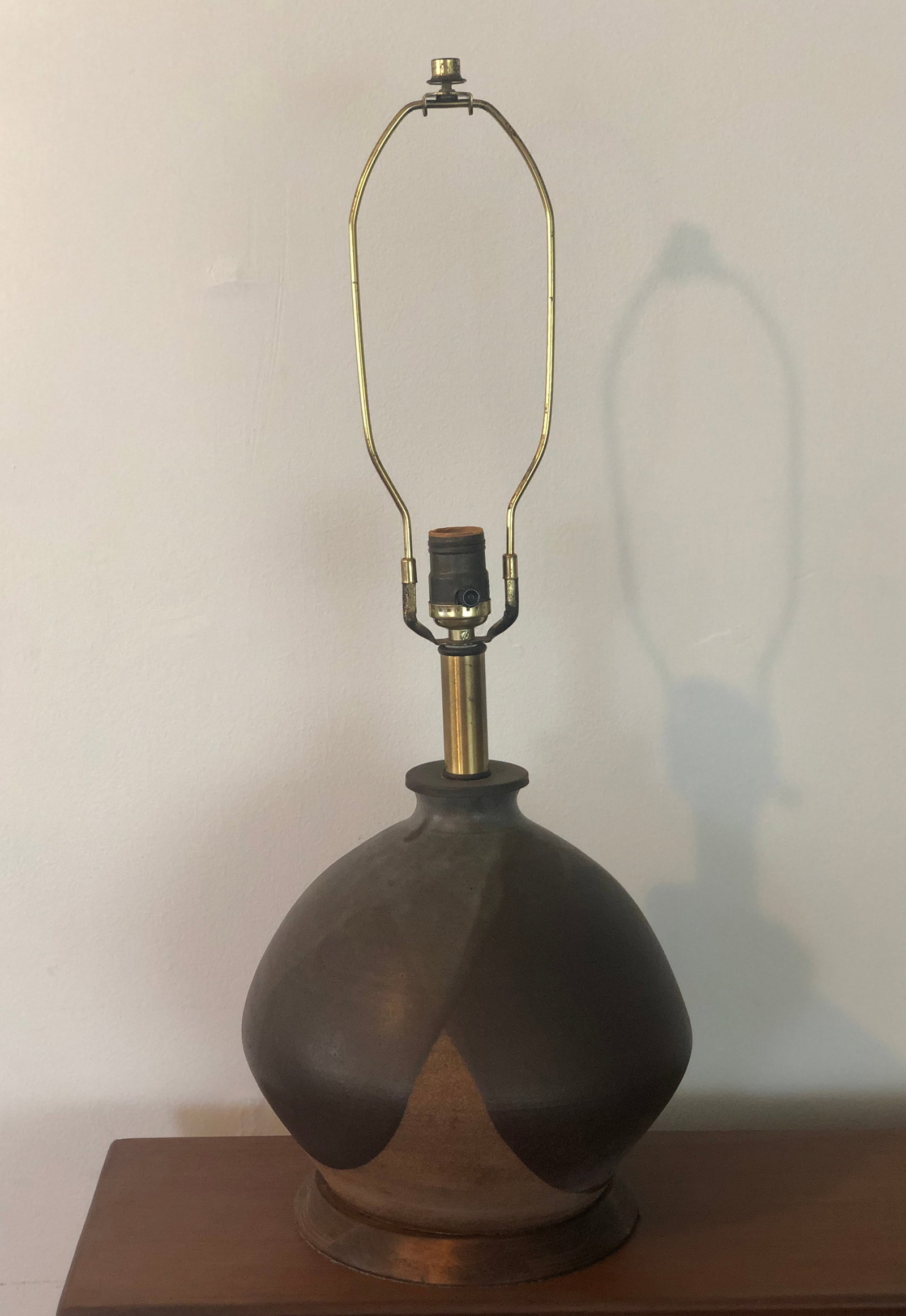 Vintage Mid-Century Large Flame Glaze Studio Pottery Lamp - 2