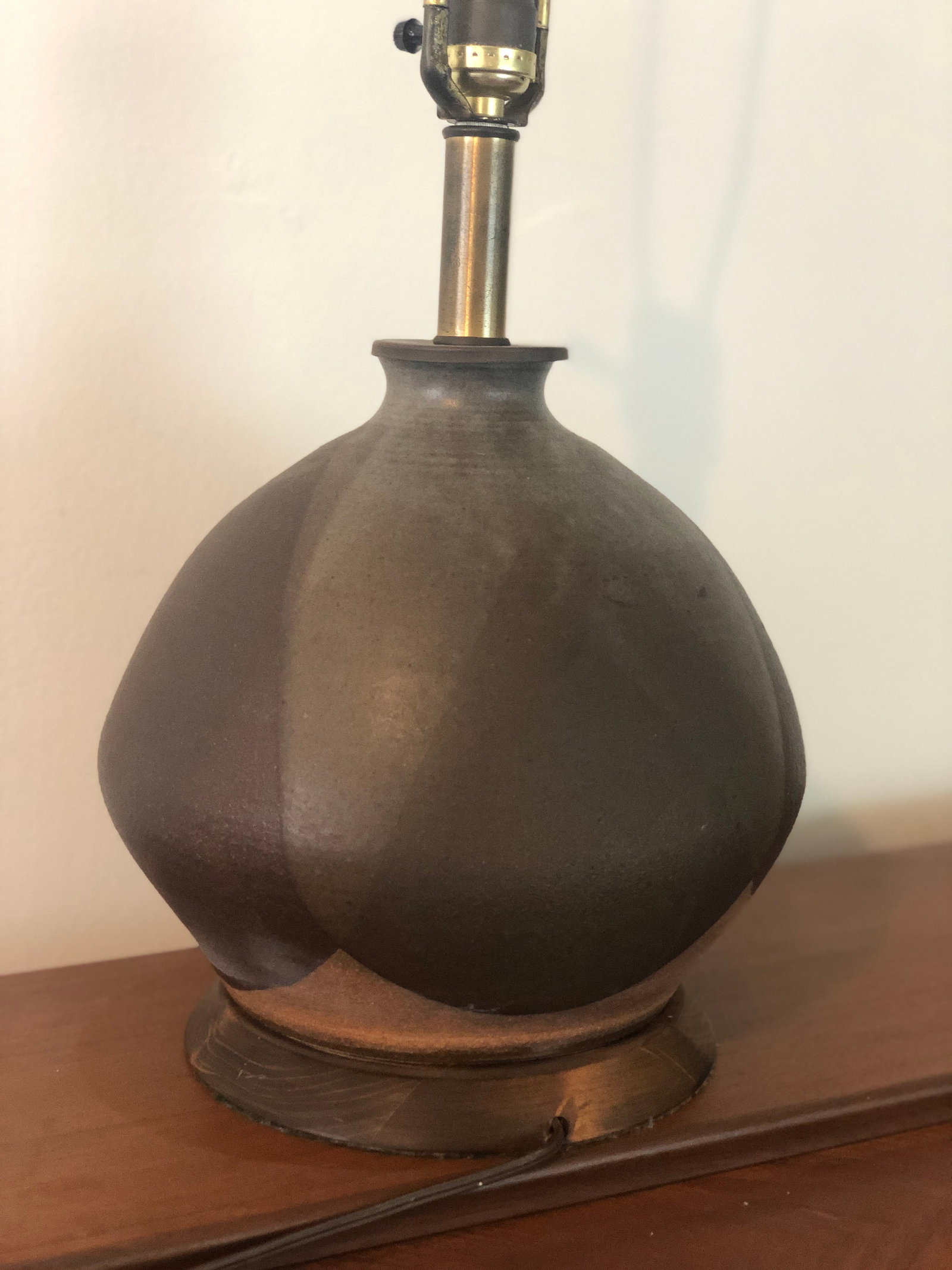 Vintage Mid-Century Large Flame Glaze Studio Pottery Lamp - 3