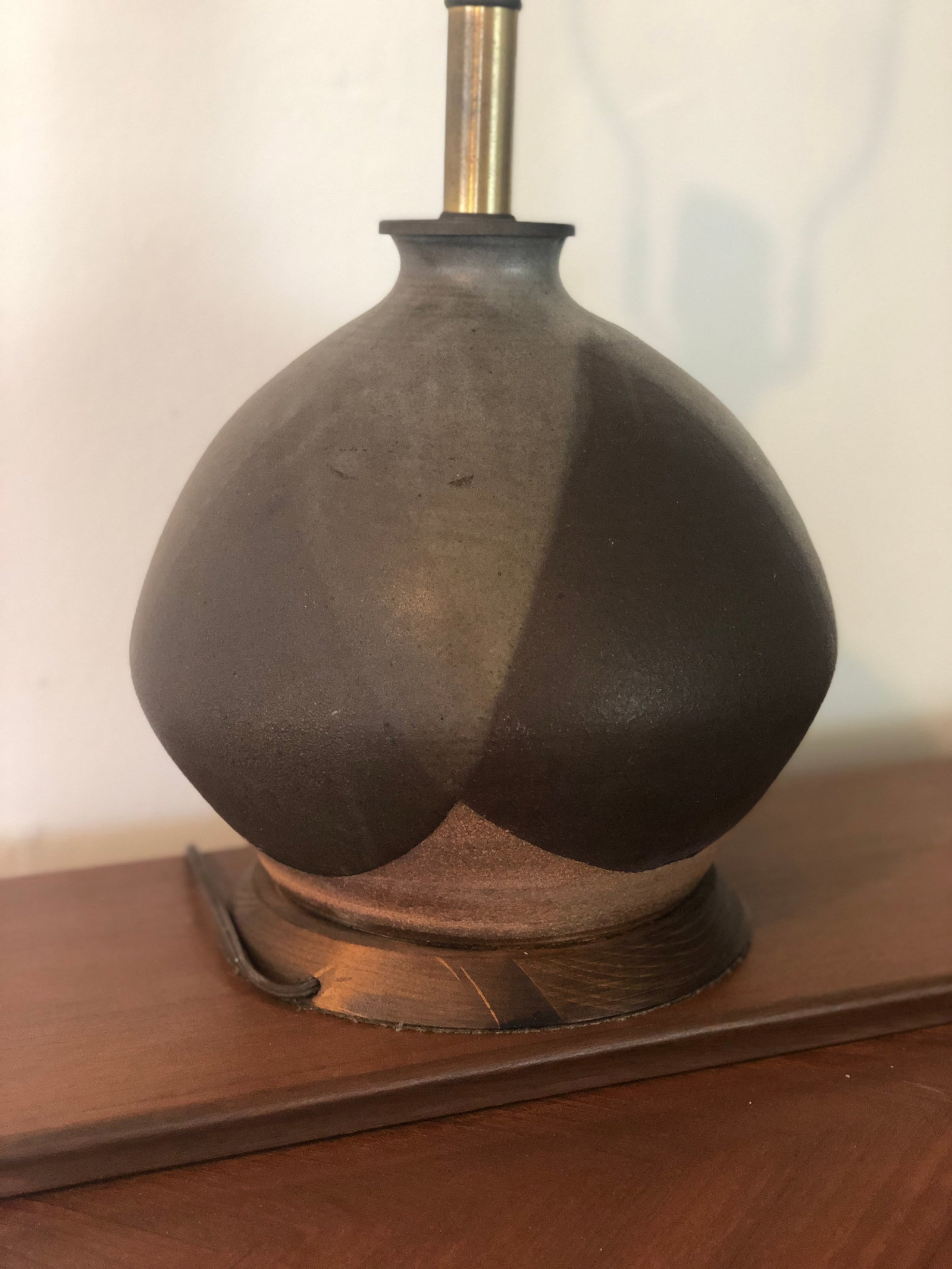 Vintage Mid-Century Large Flame Glaze Studio Pottery Lamp - 6