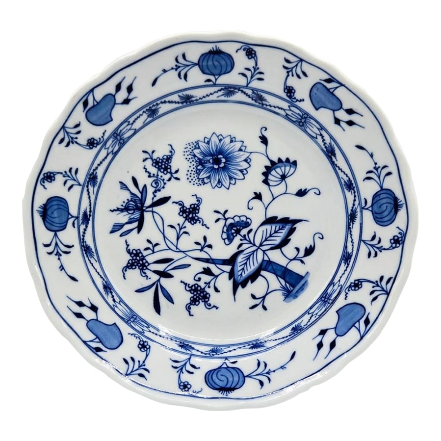 Meissen Blue Onion Oval Plates Set of 3 - Antique German Porcelain, Embossed "Meissen" & Oval Backst (1 of 11)