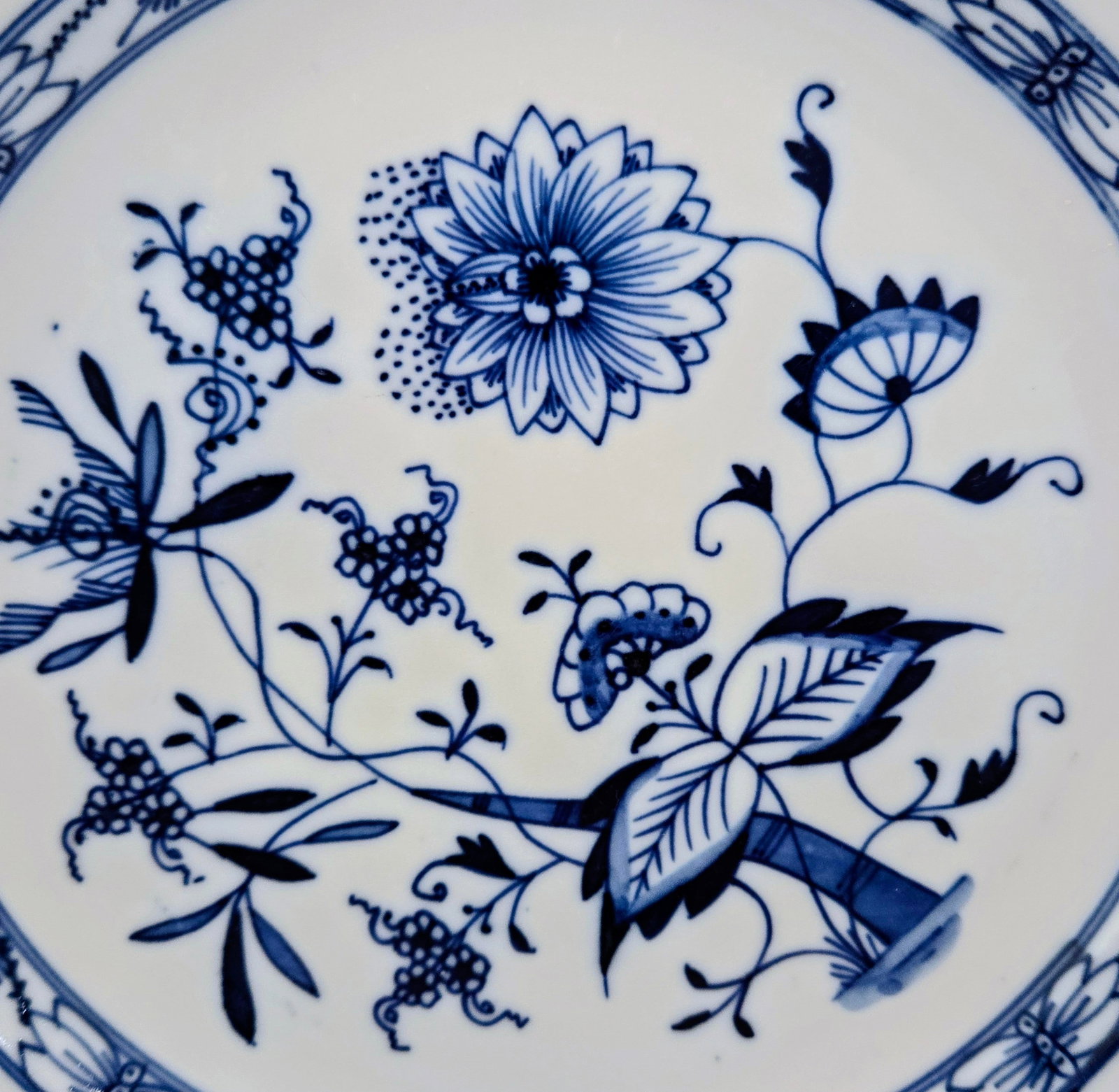 Meissen Blue Onion Oval Plates Set of 3 - Antique German Porcelain, Embossed "Meissen" & Oval Backst - 4