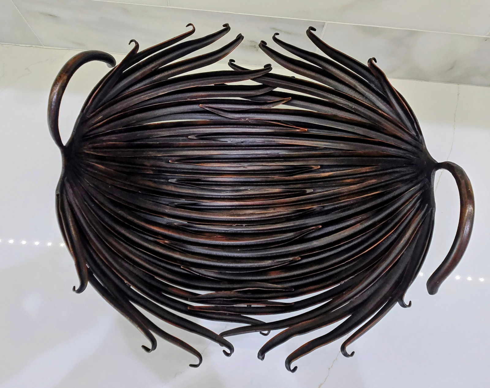 Palecek Sculptural Metal Palm Leaf Centerpiece Bowl - Made in Philippines Vintage - 6