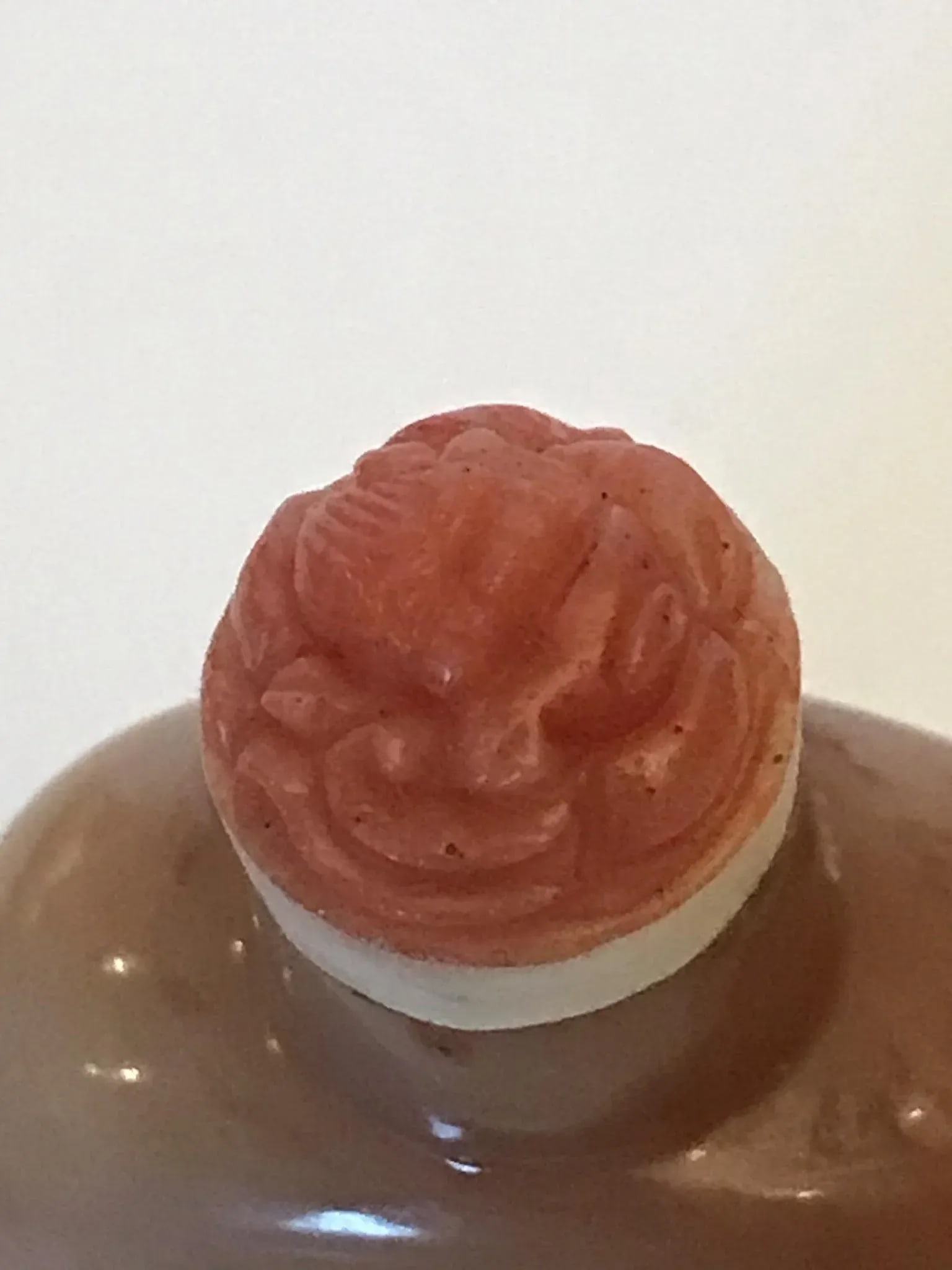 Vintage Apricoat Agate Snuff Bottle With Carving of Plum Blossoms and Bamboo - 9