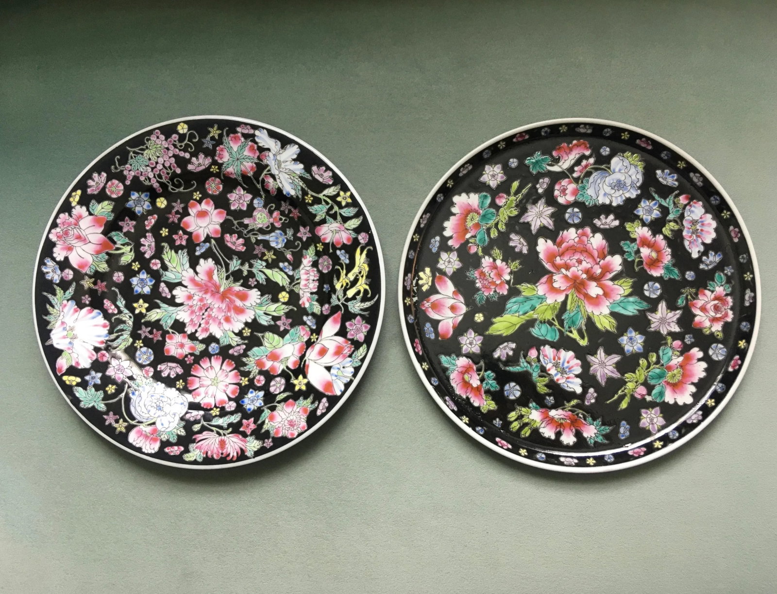Vintage Chinese Jewel-Tone Floral Motif Export Pottery Tea Set - 7 Pieces - 4