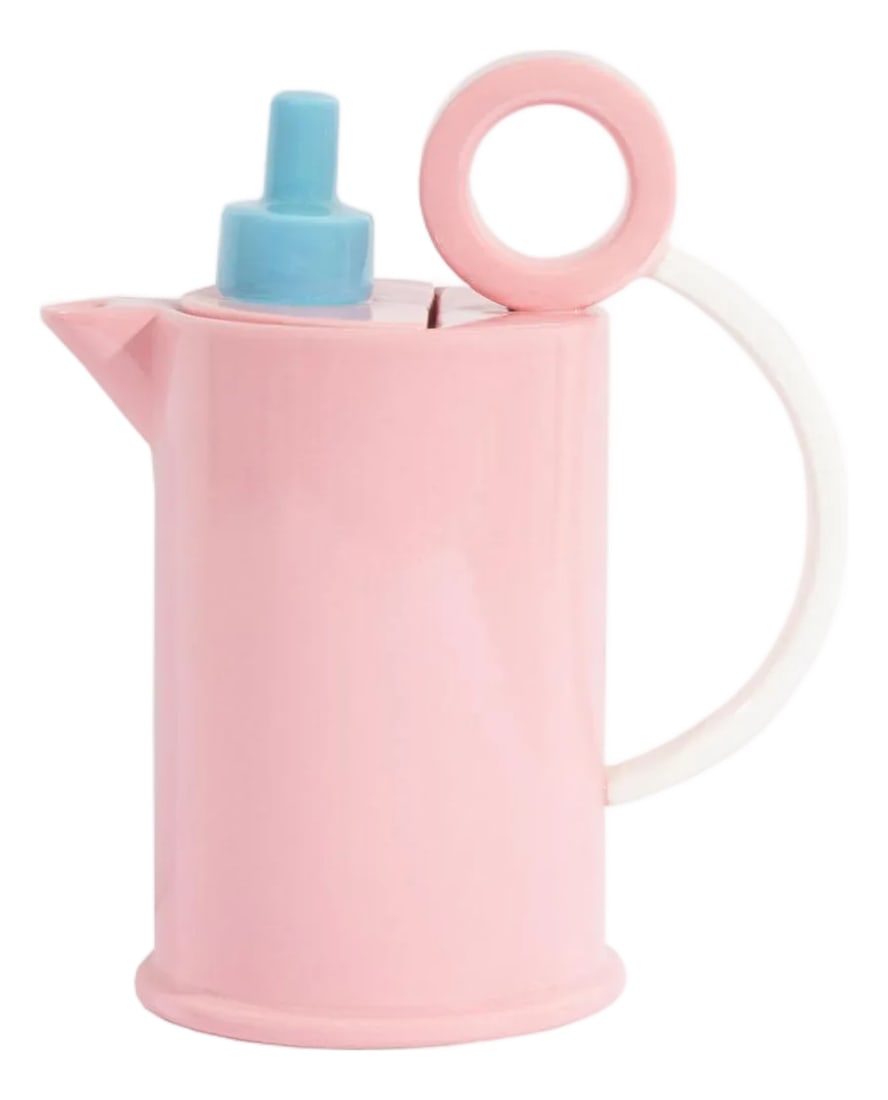 "Hollywood" Pink Postmodern Tea or Coffee Pot by Marco Zanini for Bitossi: A Postmodern "Hollywood" ceramic teapot or coffee pot designed by Italian architect and designer Marco Zanini (born 1954) for Bitossi. Made in Italy, this teapot is pink in color with a white