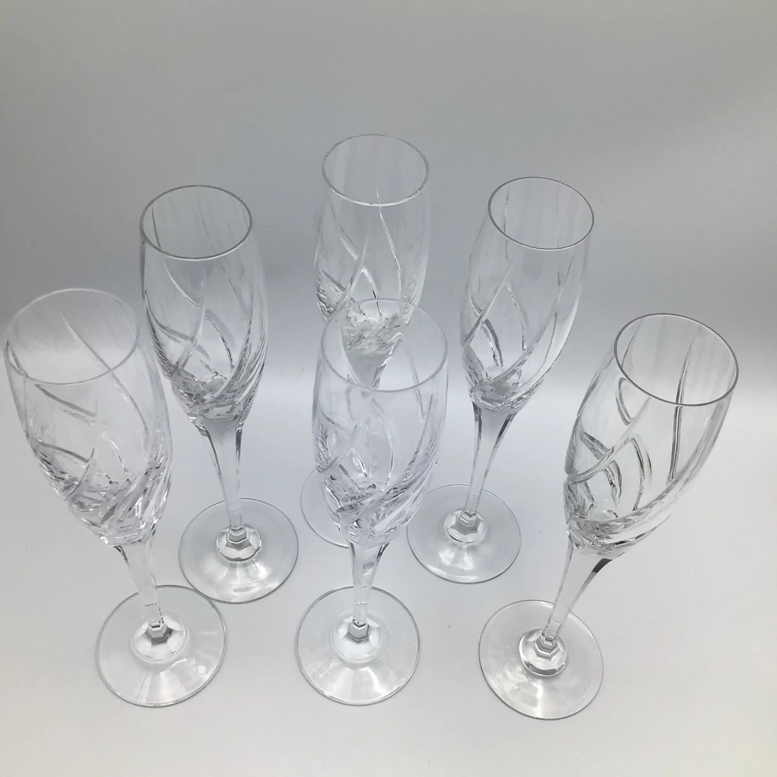 Vintage Mikasa Cut Crystal Olympus Champagne Flutes-Set of 6 - 12