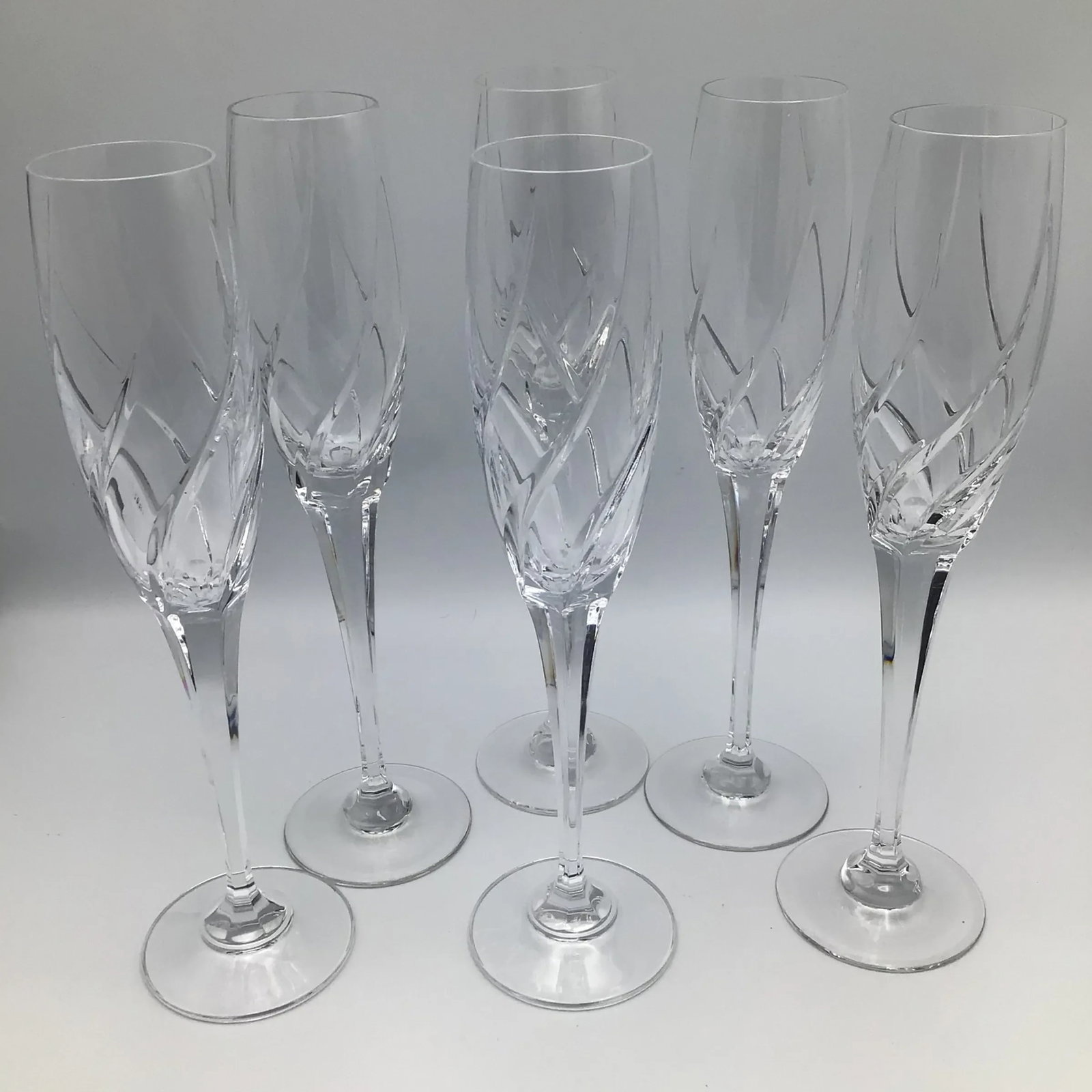 Vintage Mikasa Cut Crystal Olympus Champagne Flutes-Set of 6 - 13