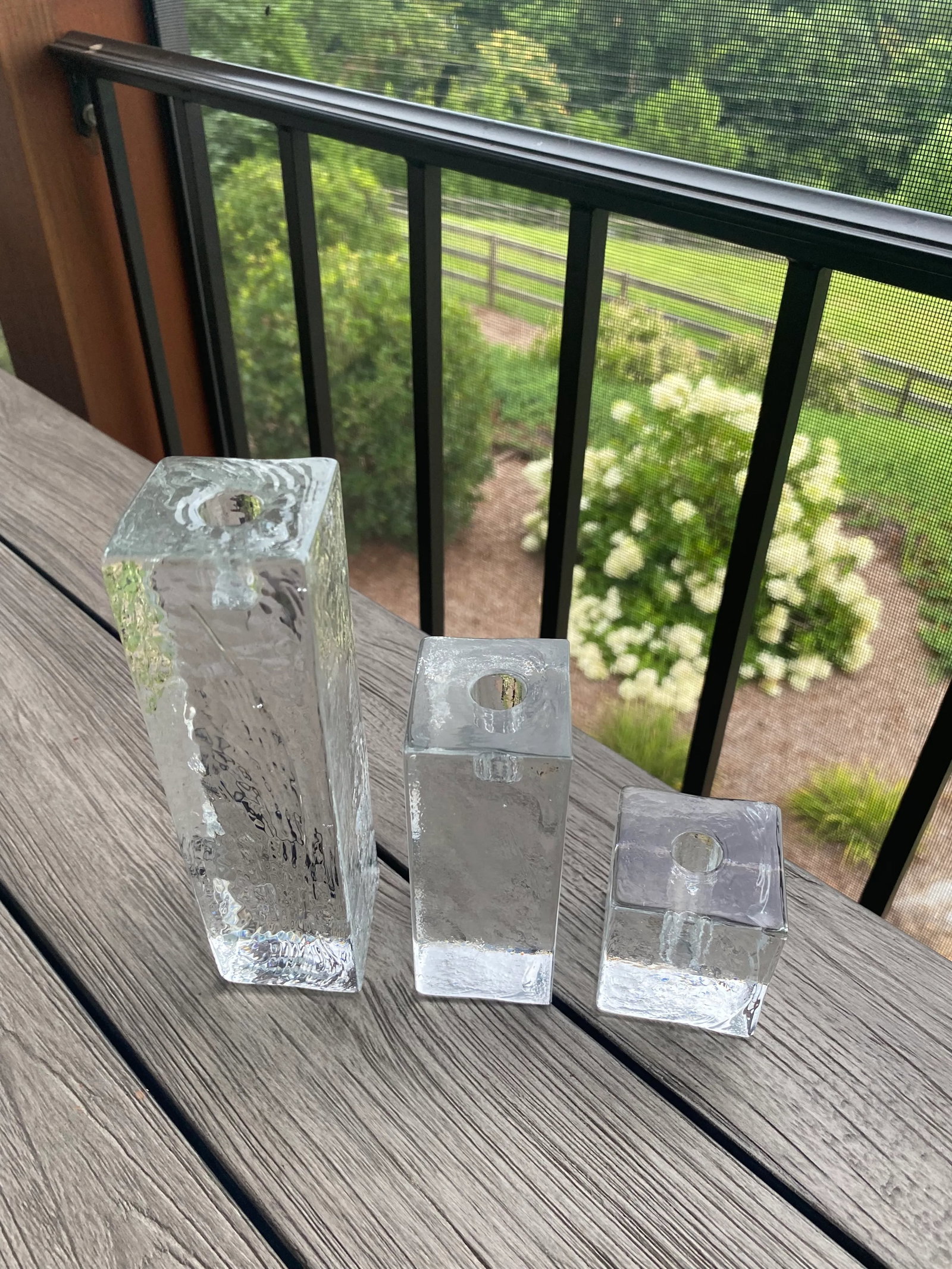 1970s Vintage Crystal Block Candle Holders, Wiesenthalhutte Germany- Set of 3 - 12