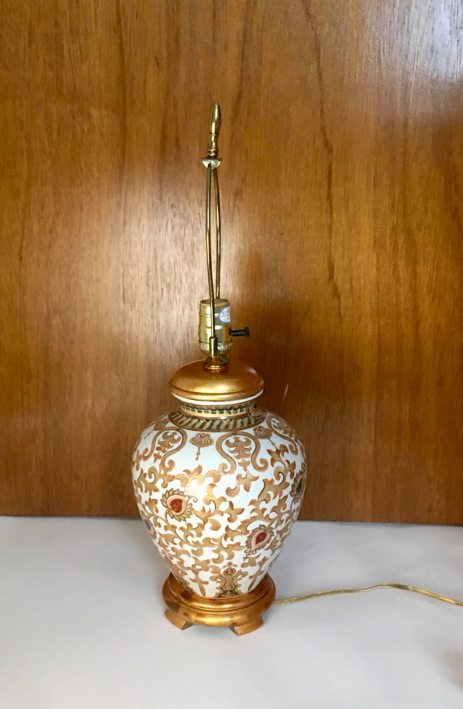 Late 20th Century Gold & Jewel Tone Scrollwork Ginger Jar Table Lamp - 10