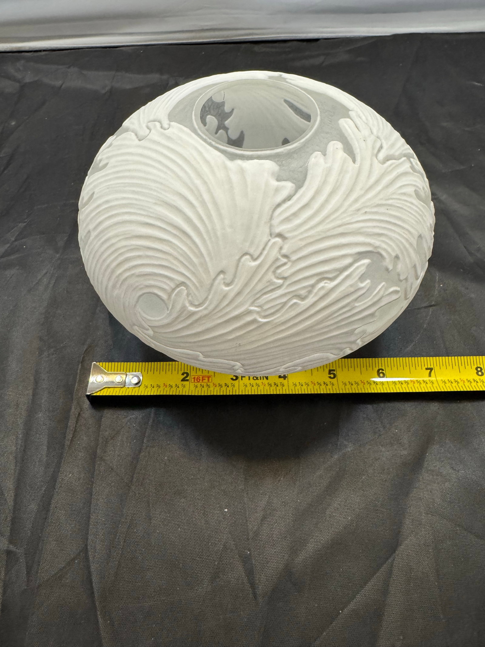 Miri Mara Todi Vase Handmade White Stoneware Carved Texture California Pottery - 7