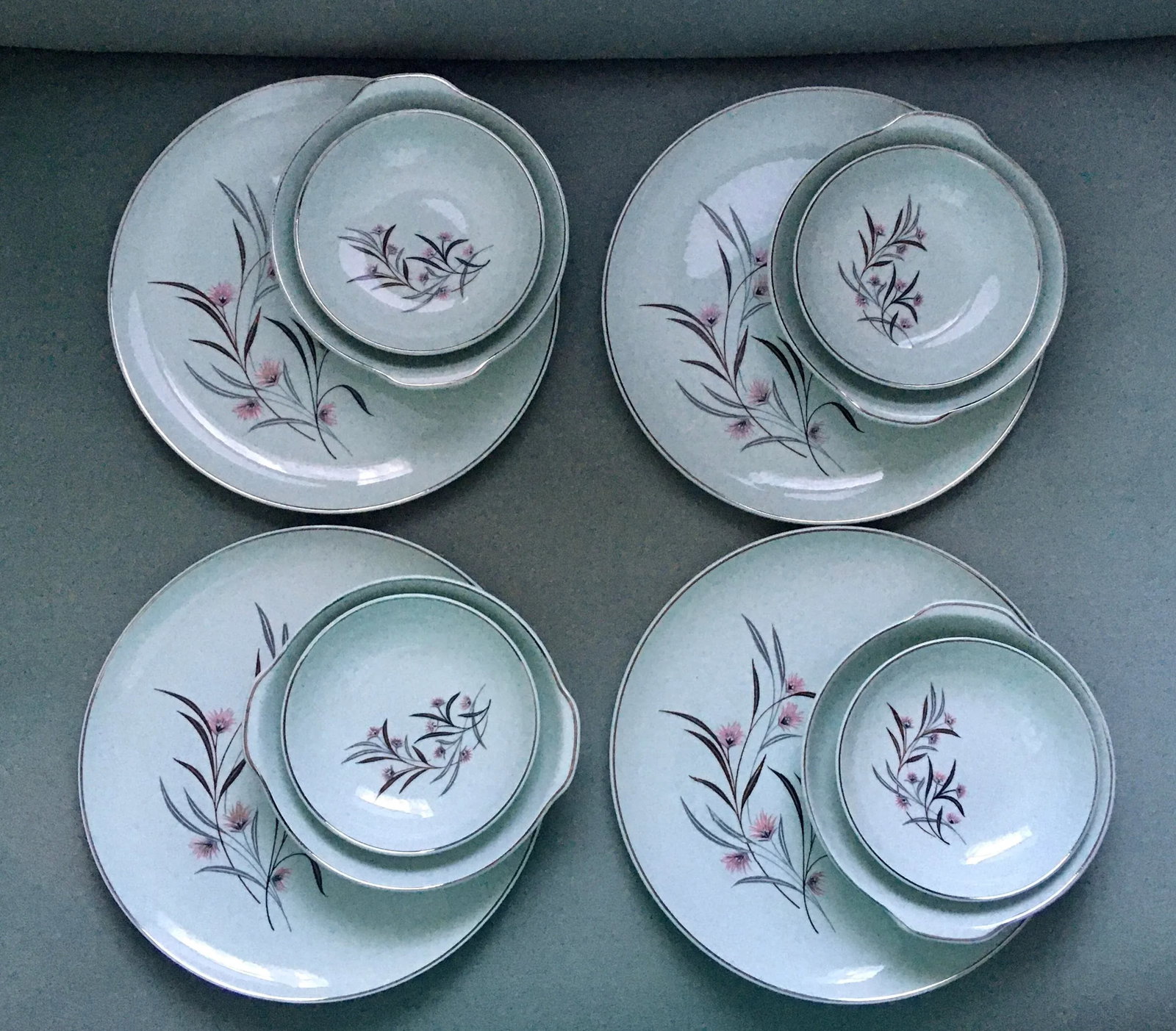 Vintage Ballerina Mist Pale Green Dinner Set- 13 Pieces - 2