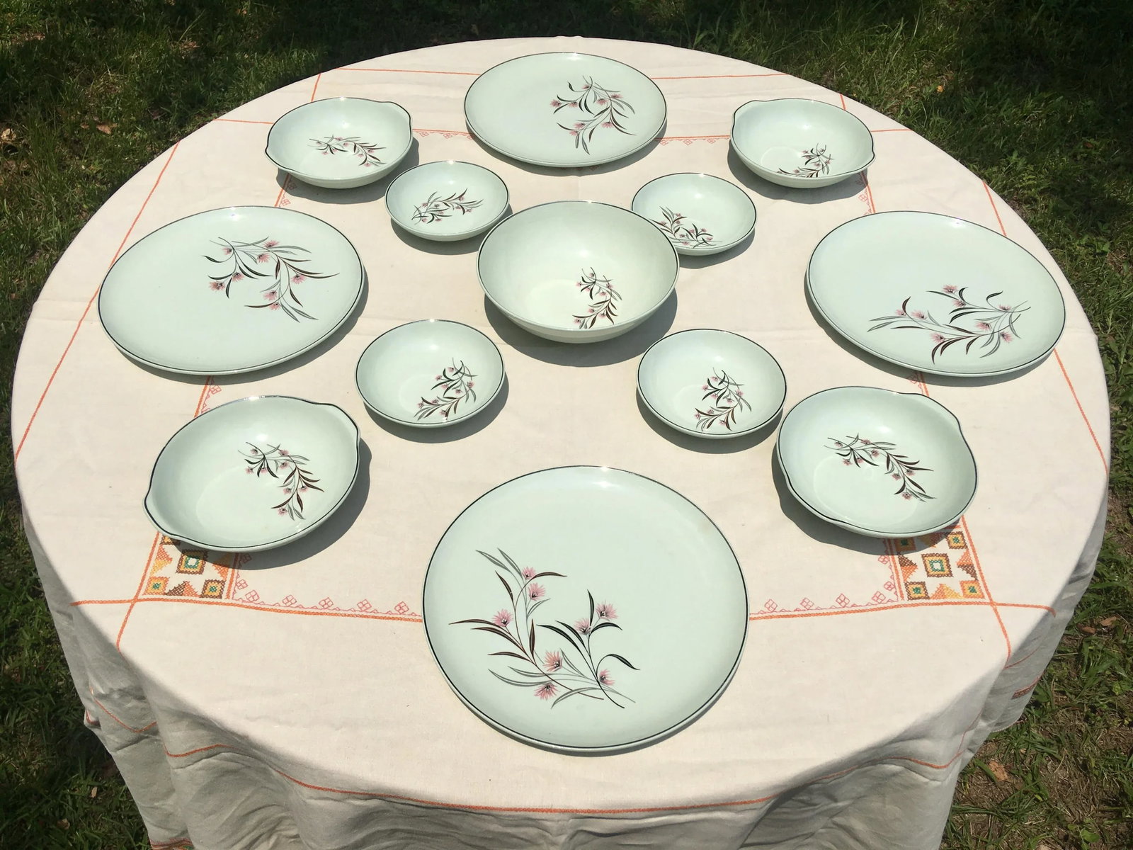 Vintage Ballerina Mist Pale Green Dinner Set- 13 Pieces - 3