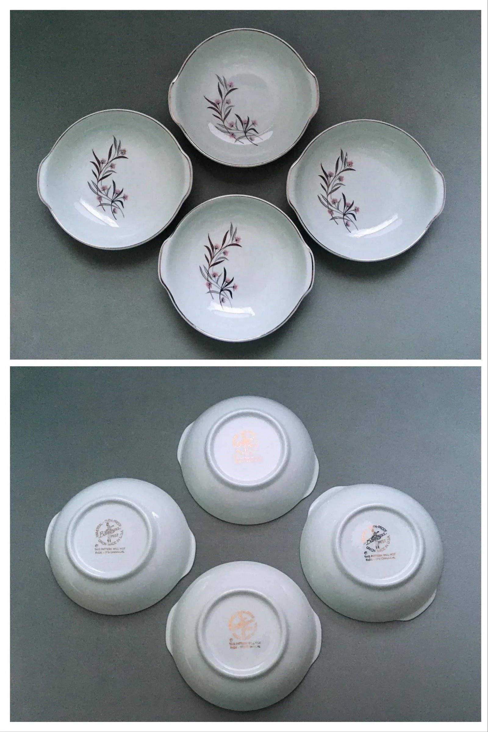 Vintage Ballerina Mist Pale Green Dinner Set- 13 Pieces - 8